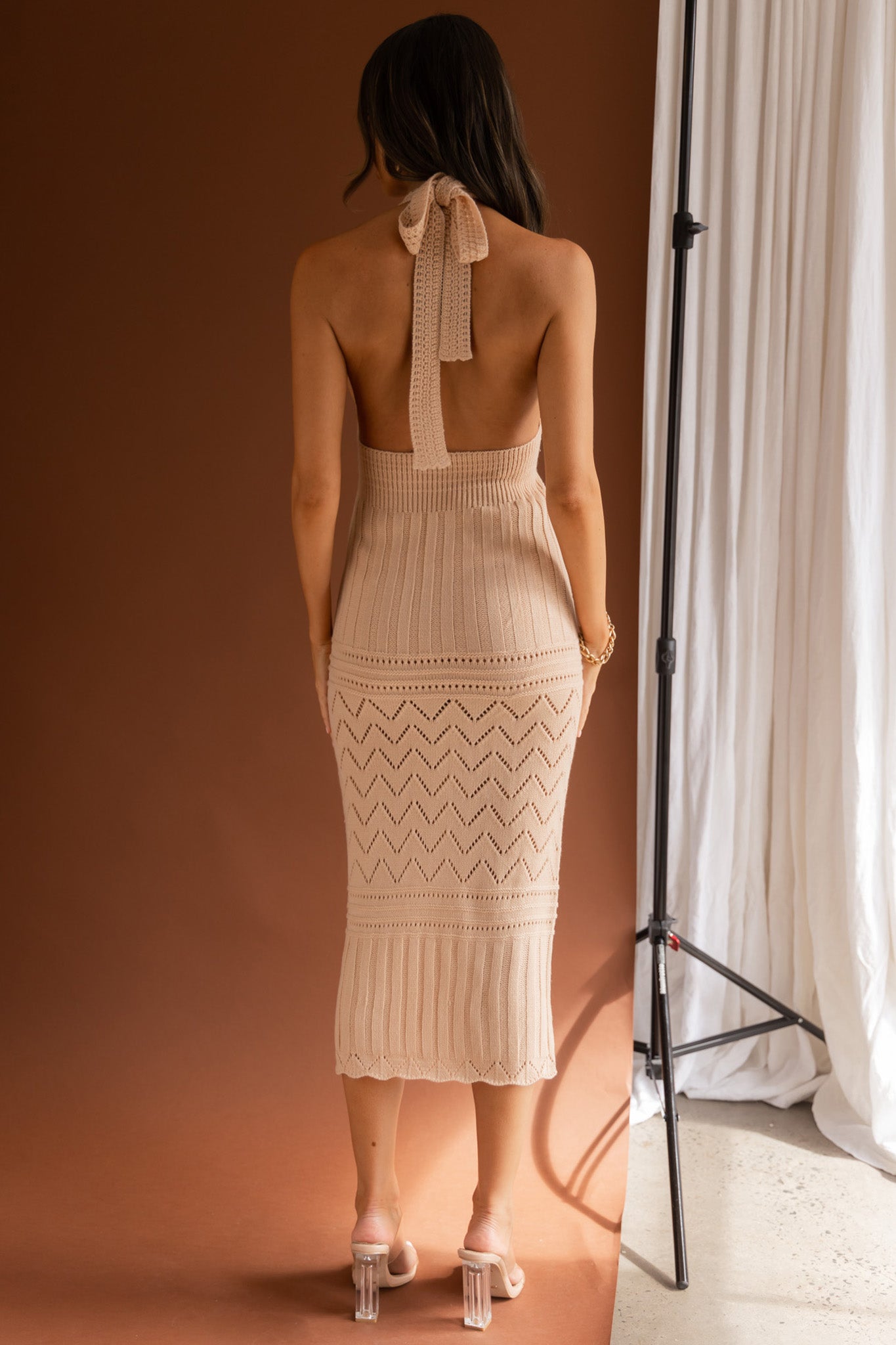 Higher Love Knit Midi Dress Sand-Maymioy
