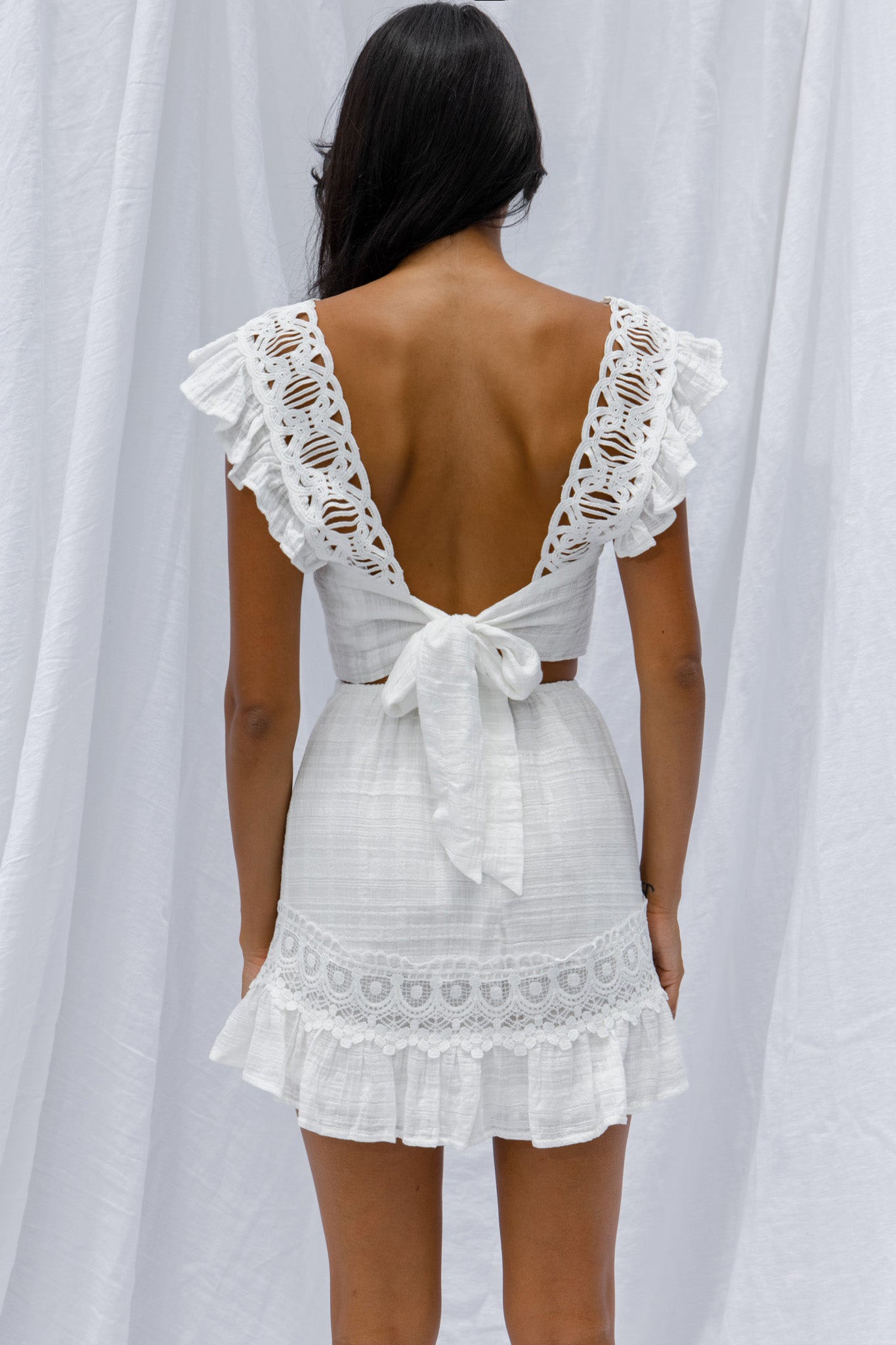 Just Bliss Embroidered Trim Mini Skirt White-Maymioy