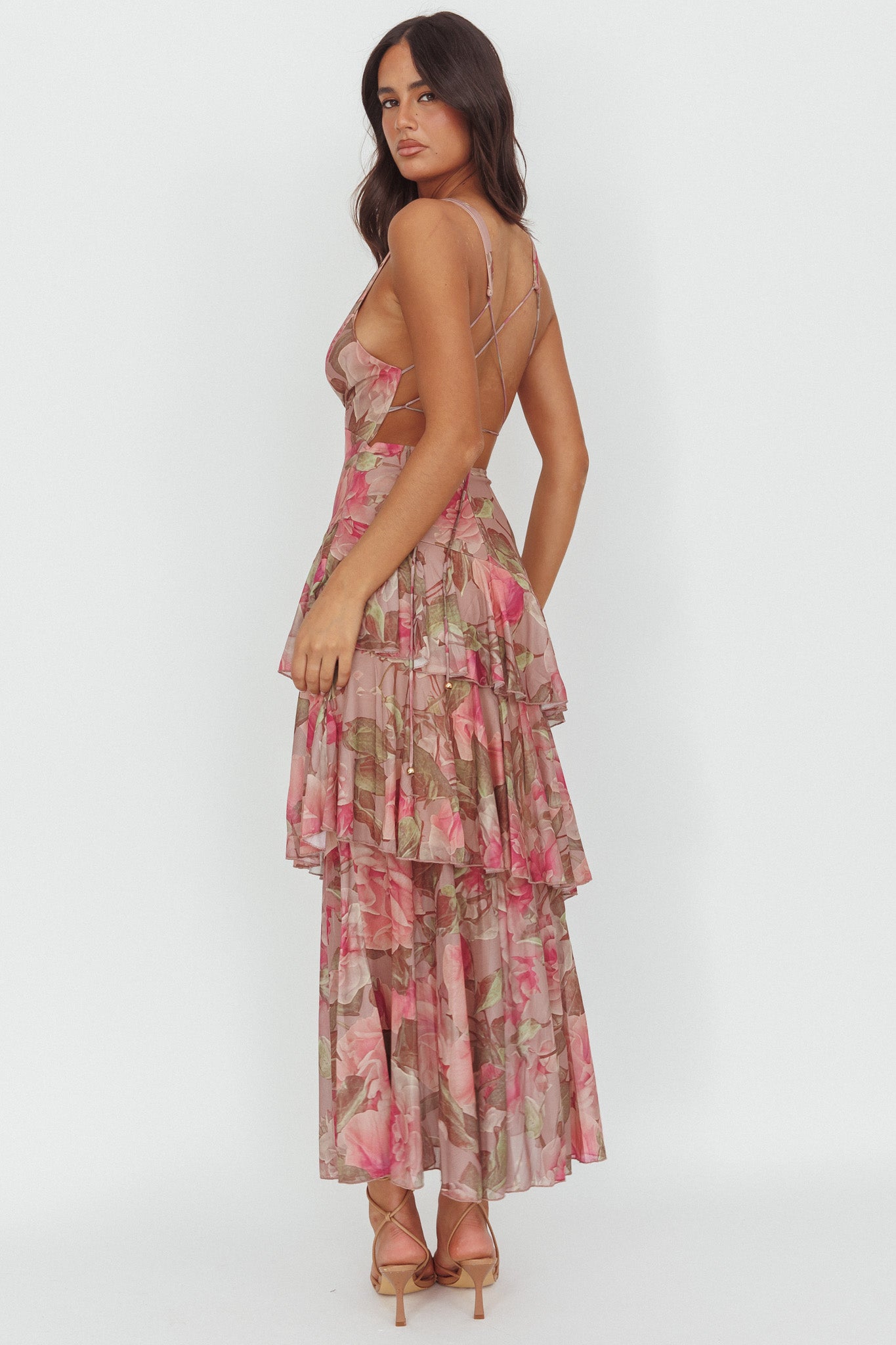 Veda Strappy Back Maxi Dress Roses Blush-Maymioy