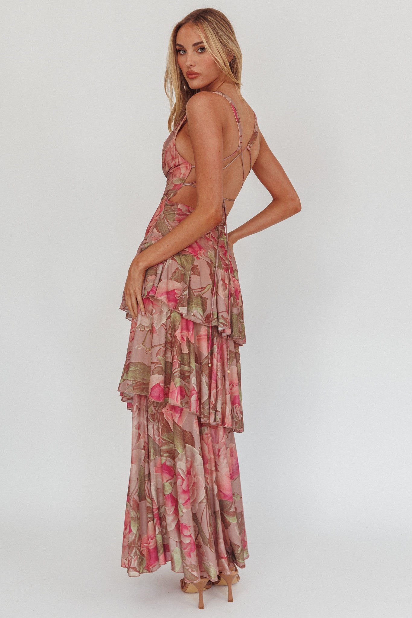 Veda Strappy Back Maxi Dress Roses Blush-Maymioy