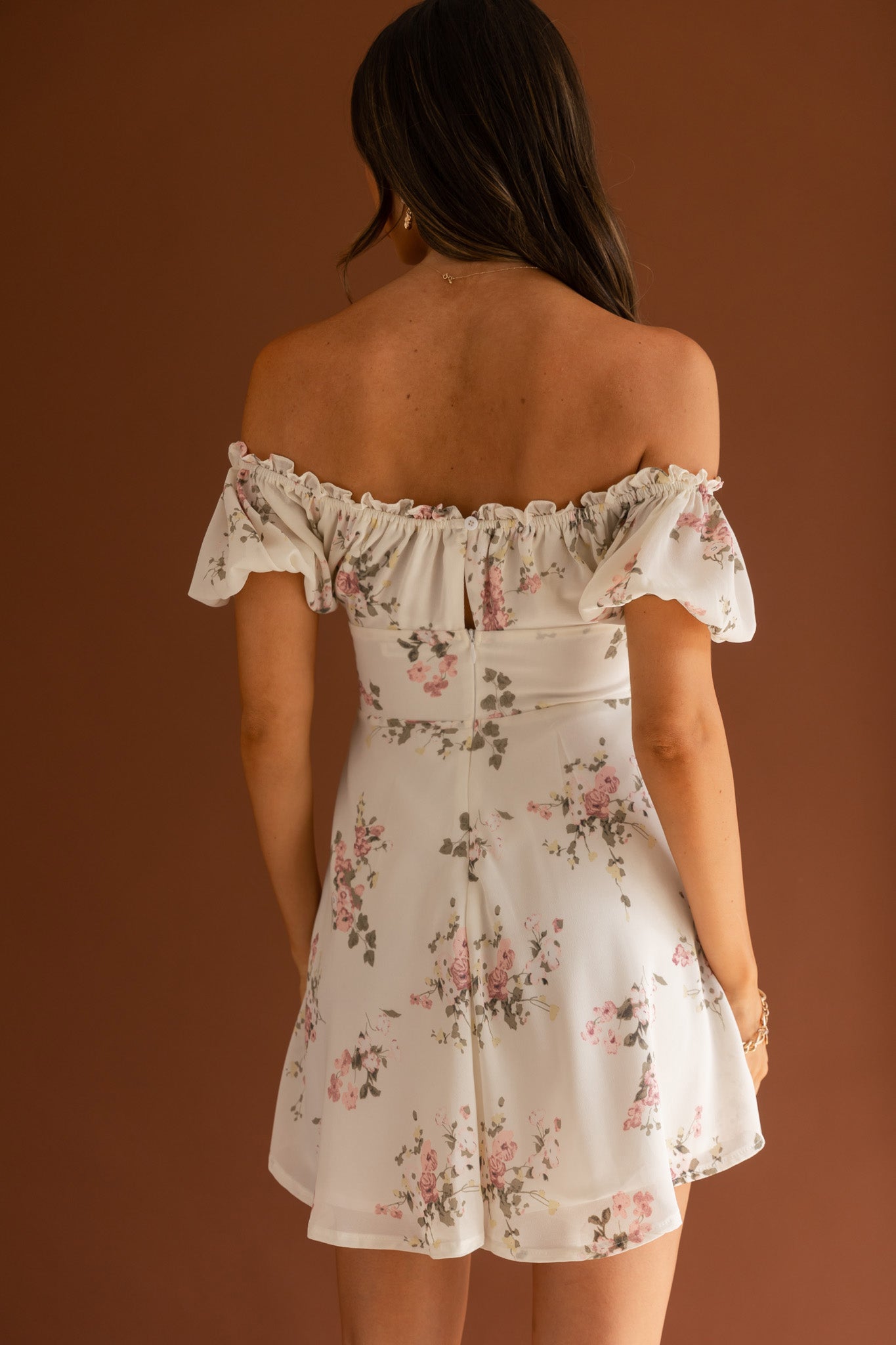 Belle Fleur Tied Bust Mini Dress Floral White-Maymioy