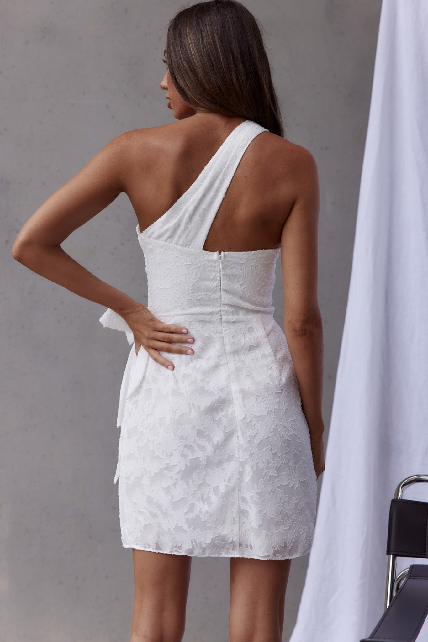 One And Only One-Shoulder Wrap Dress White-Maymioy