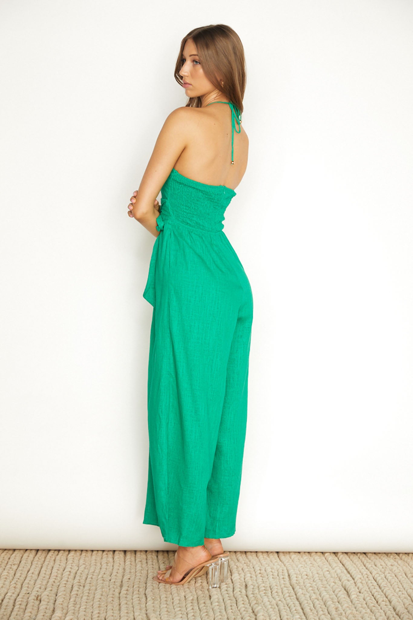 Maravilhosa Keyhole Halter Jumpsuit Green-Maymioy