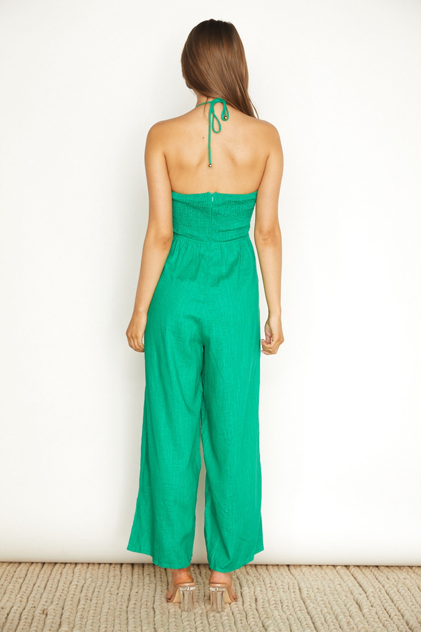 Maravilhosa Keyhole Halter Jumpsuit Green-Maymioy