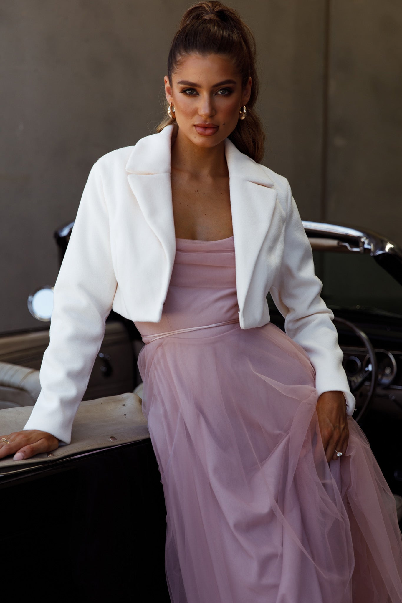 Tres Jolie Crop Jacket White-Maymioy