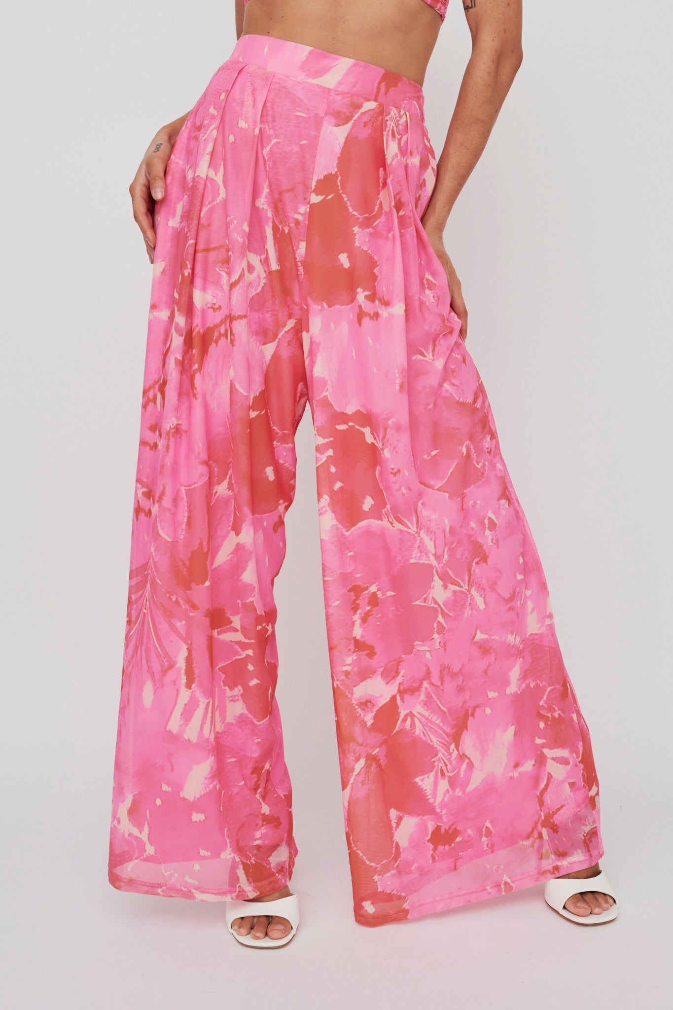 Tammi Wide Leg Pants Print Blush-Maymioy