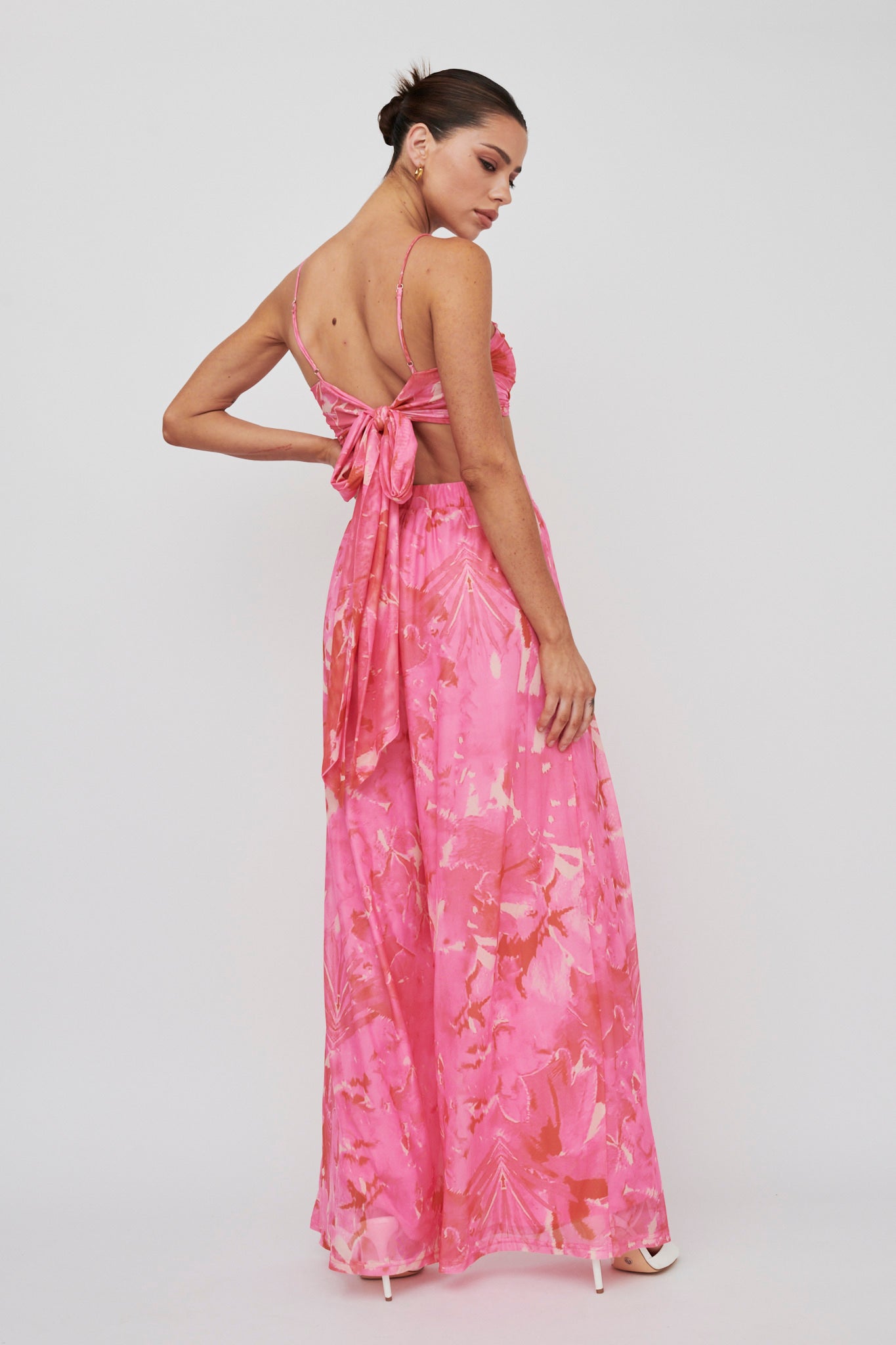 Tammi Wide Leg Pants Print Blush-Maymioy