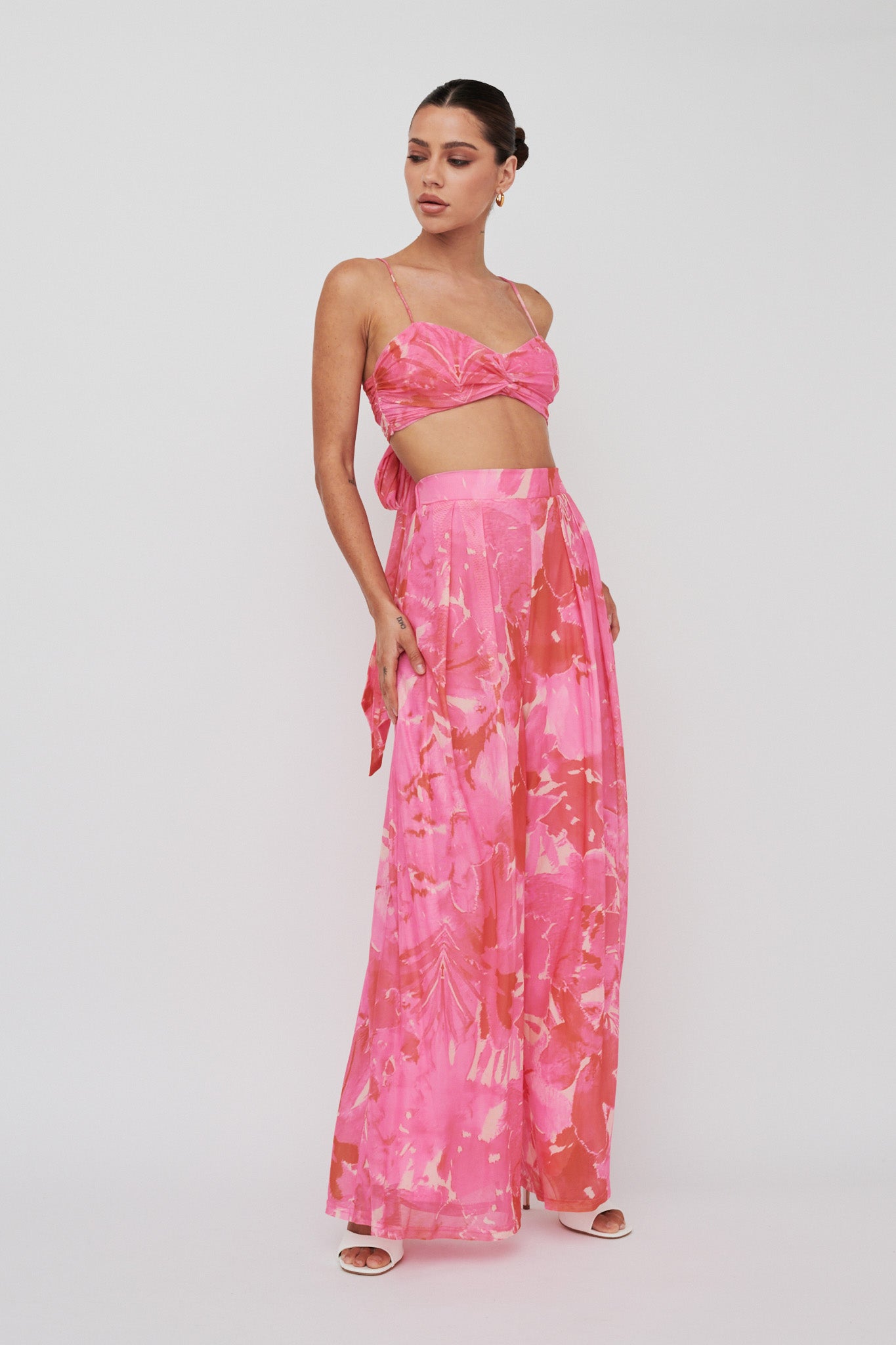 Tammi Wide Leg Pants Print Blush-Maymioy
