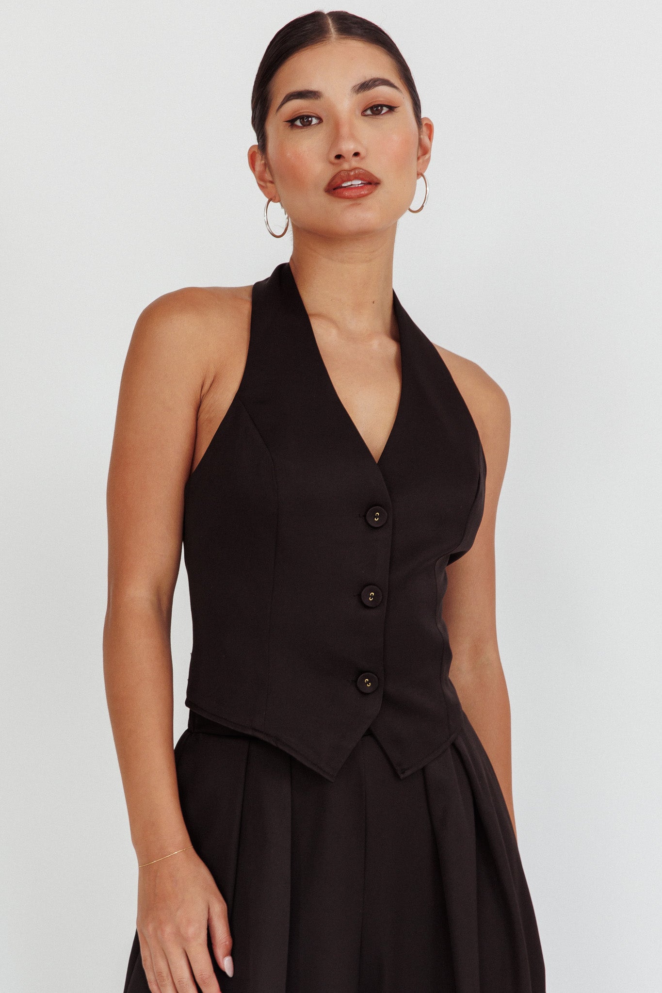 Tammi Halter Vest Top Black-Maymioy