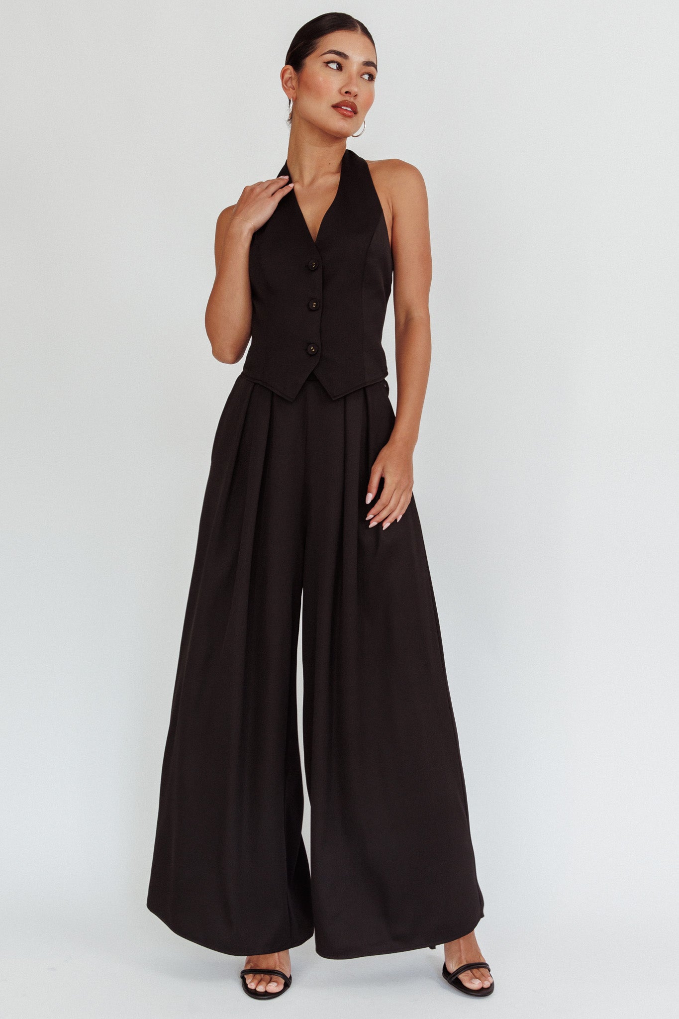 Tammi Halter Vest Top Black-Maymioy