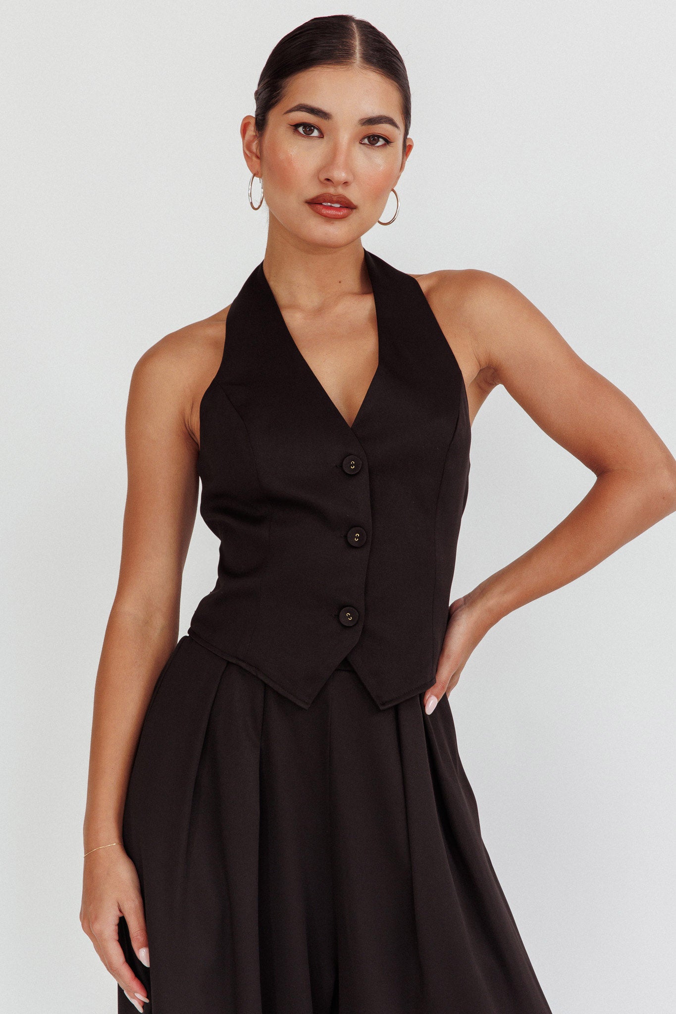 Tammi Halter Vest Top Black-Maymioy