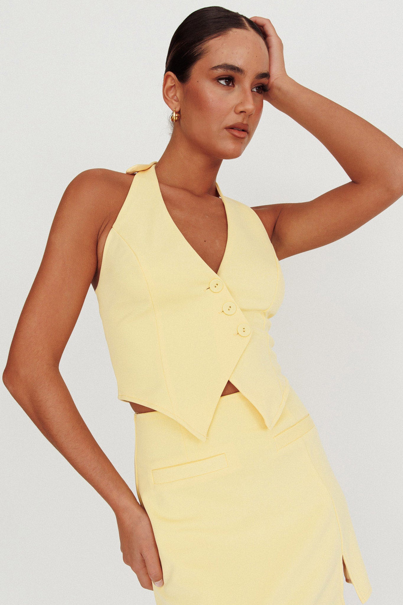 Tammi Halter Vest Top Lemon-Maymioy