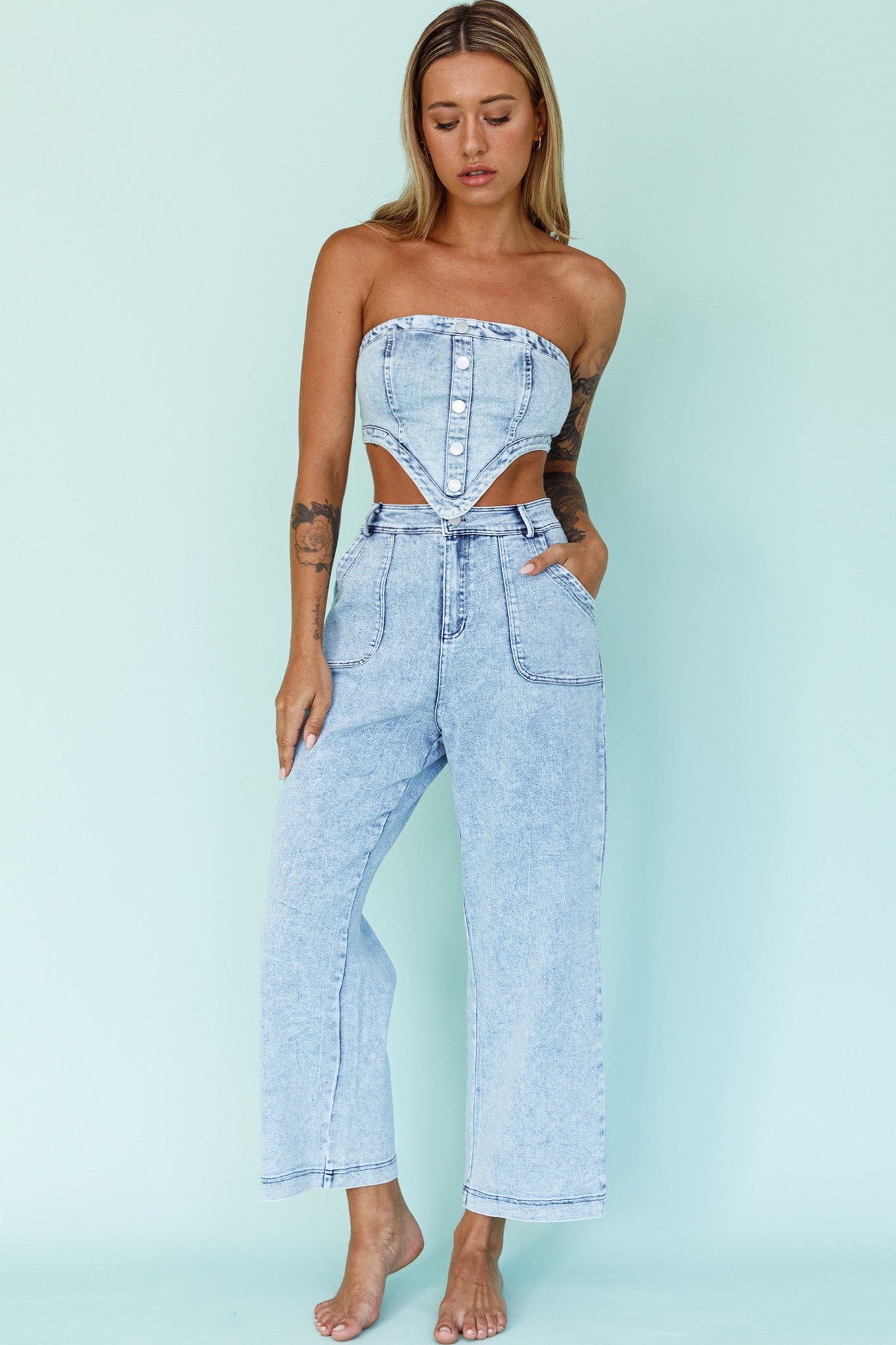 Uptown Wide Leg Pants Denim-Maymioy