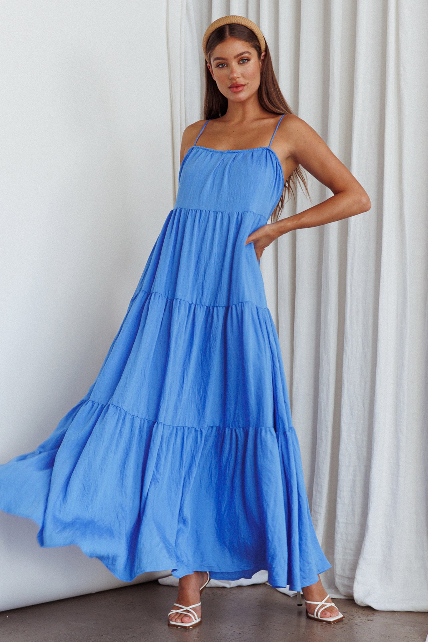 Bora Bora Tied Back Maxi Dress Blue-Maymioy