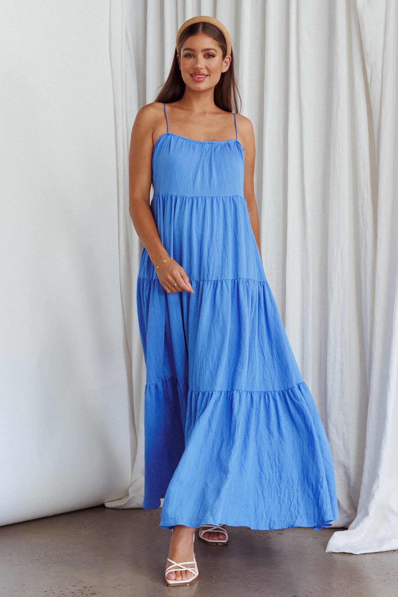 Bora Bora Tied Back Maxi Dress Blue-Maymioy