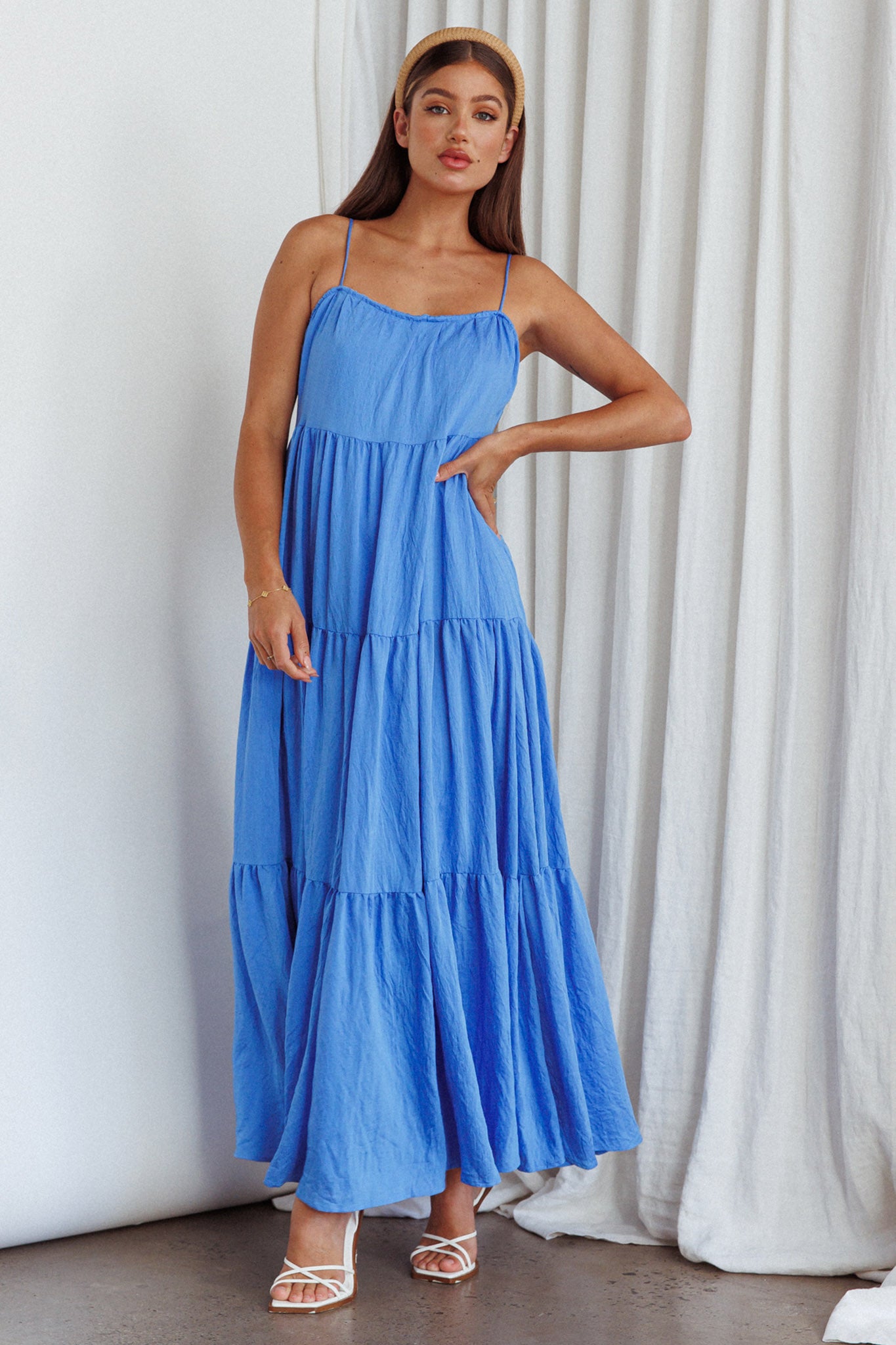 Bora Bora Tied Back Maxi Dress Blue-Maymioy