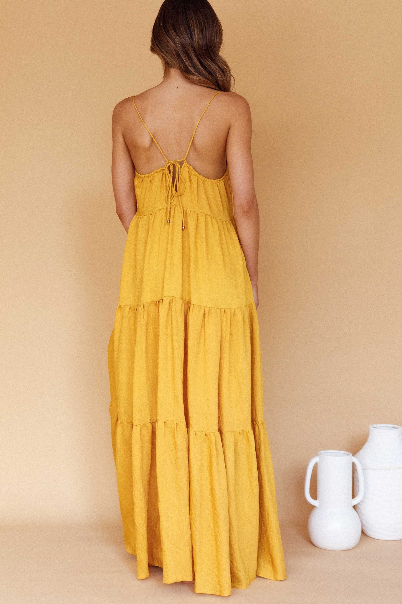 Bora Bora Tied Back Maxi Dress Tangerine-Maymioy