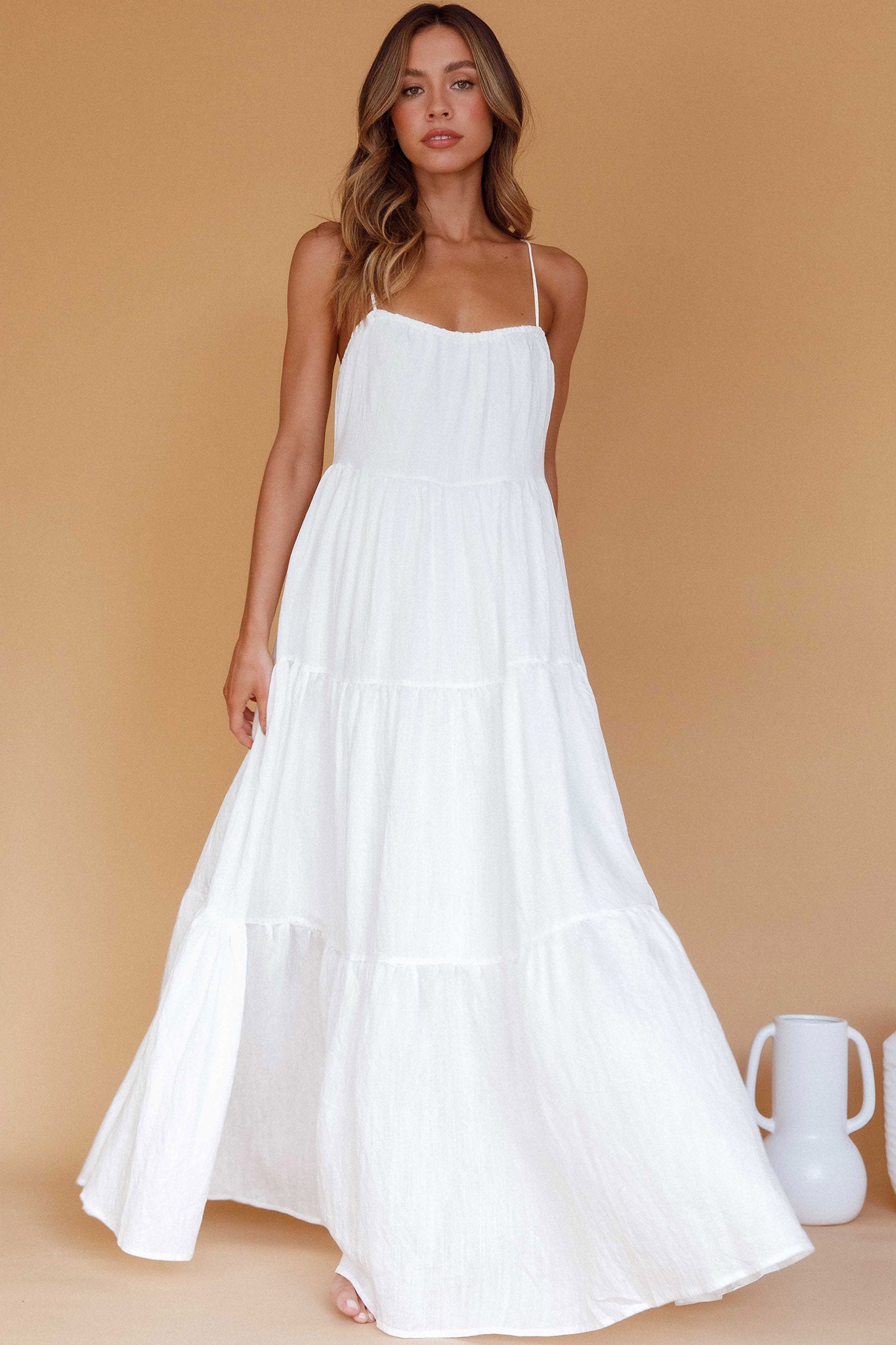 Bora Bora Tied Back Maxi Dress White-Maymioy