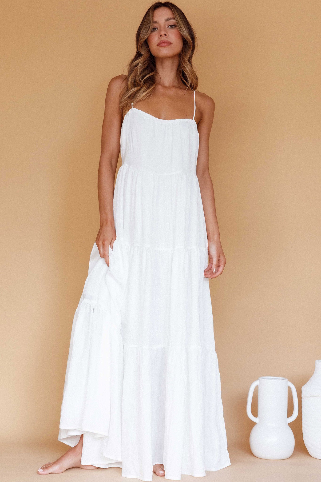 Bora Bora Tied Back Maxi Dress White-Maymioy