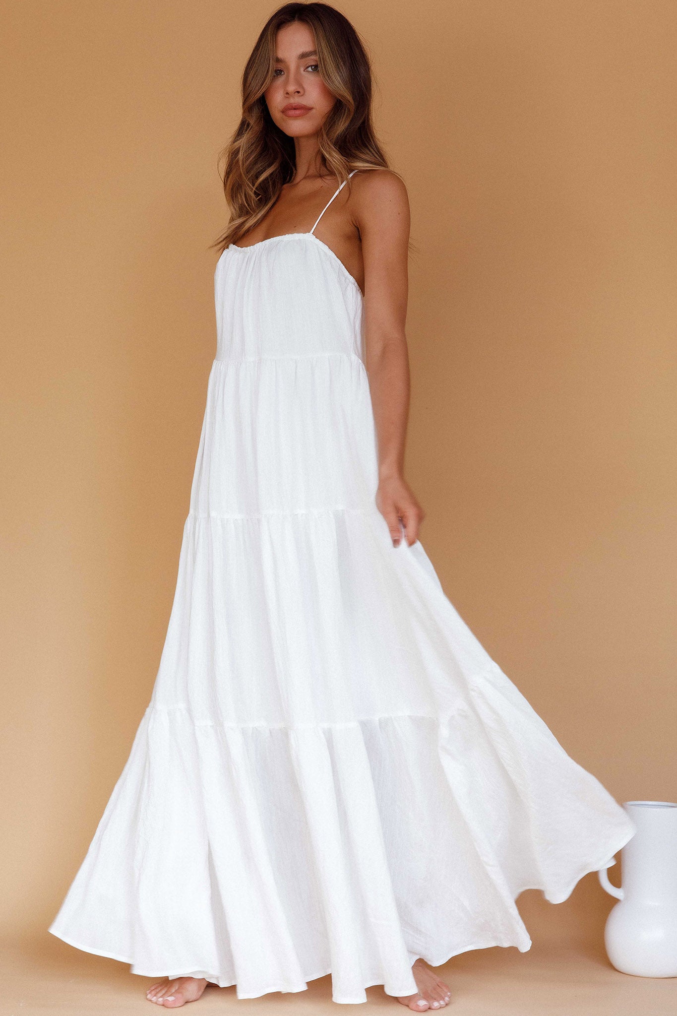 Bora Bora Tied Back Maxi Dress White-Maymioy