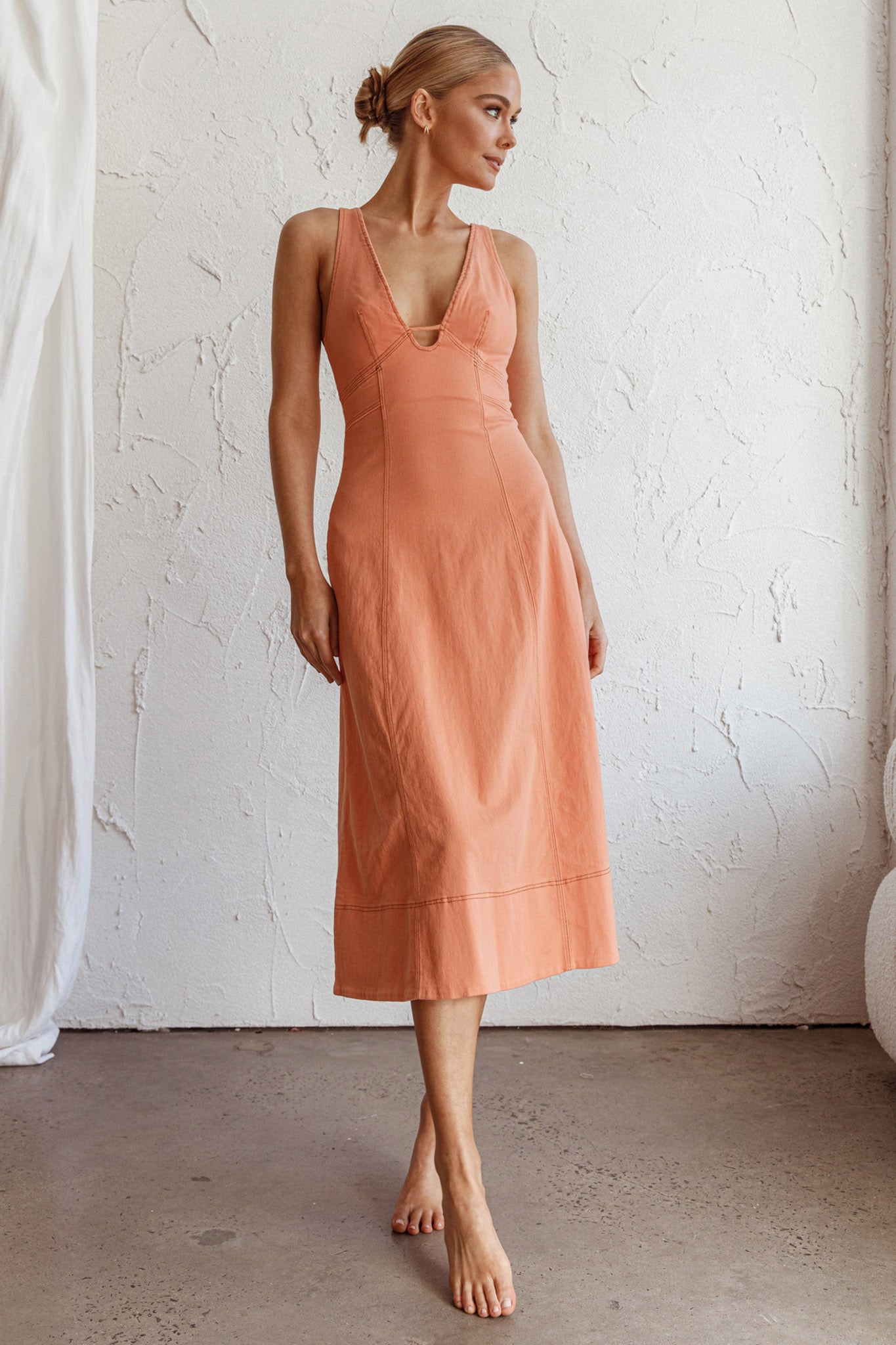Elias Decorative Stitch Midi Dress Mango-Maymioy
