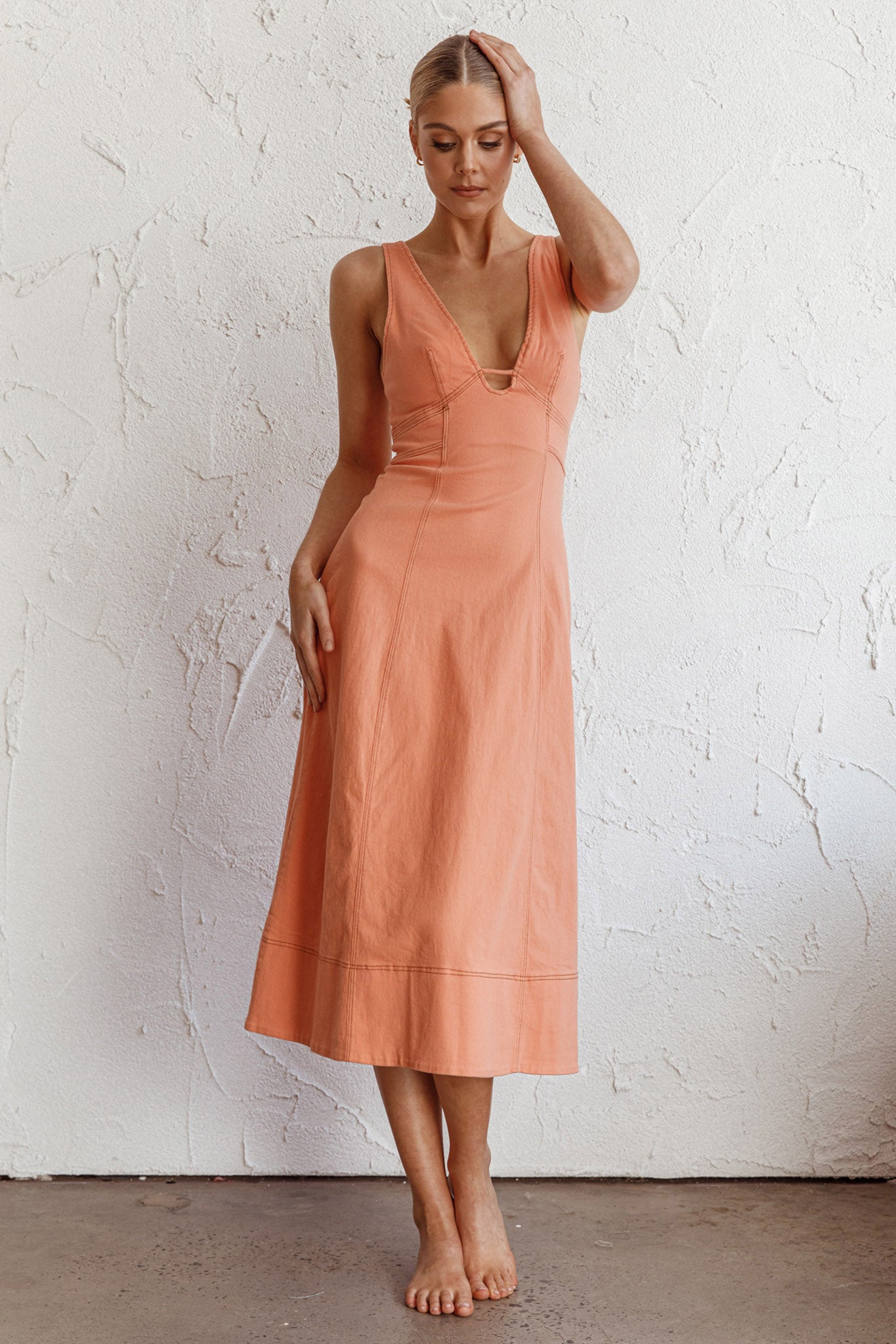 Elias Decorative Stitch Midi Dress Mango-Maymioy