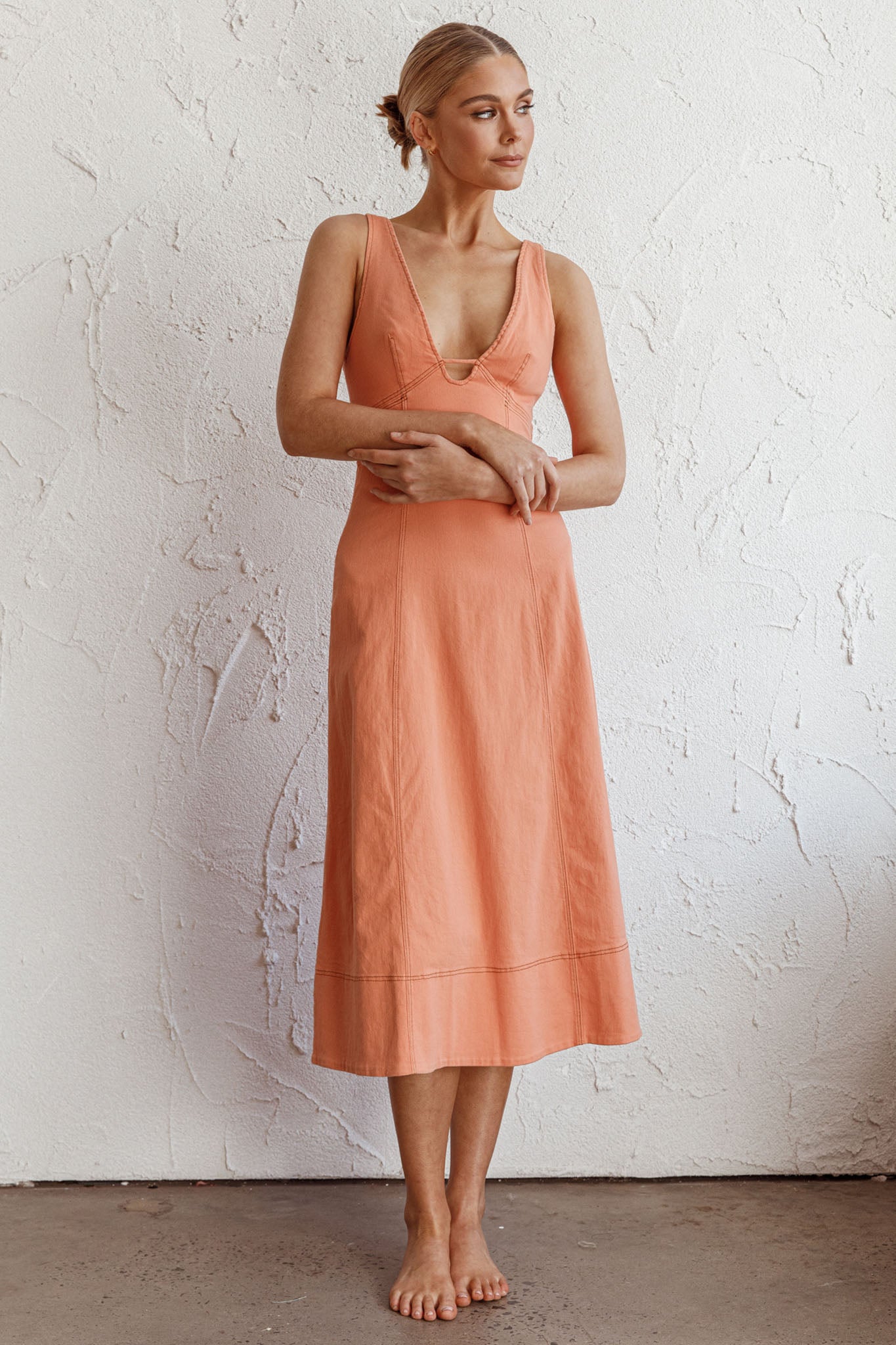Elias Decorative Stitch Midi Dress Mango-Maymioy