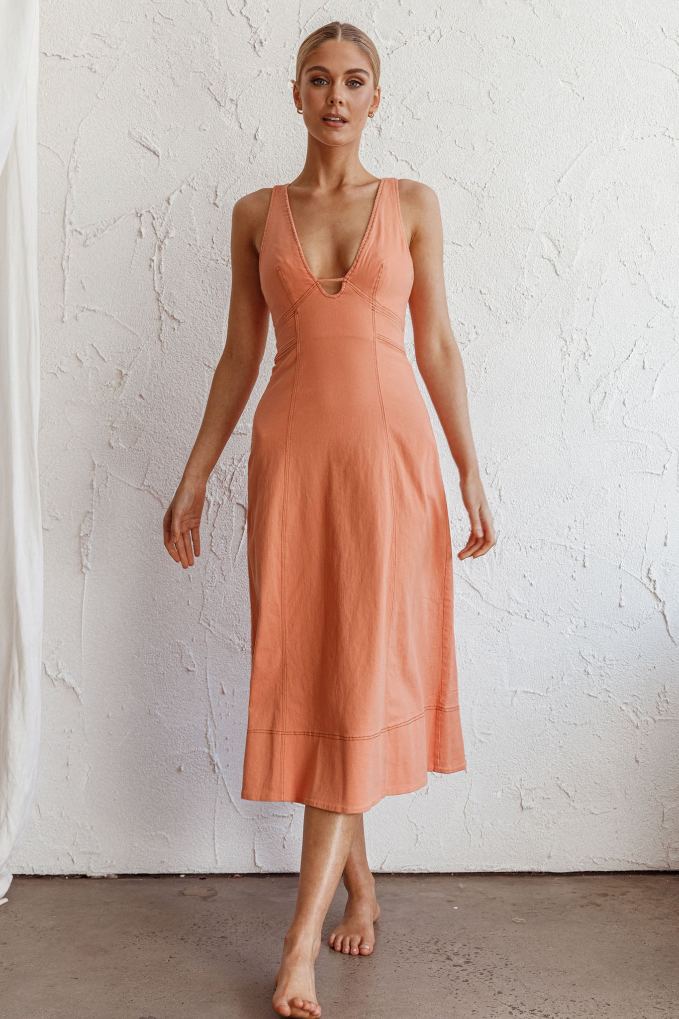 Elias Decorative Stitch Midi Dress Mango-Maymioy