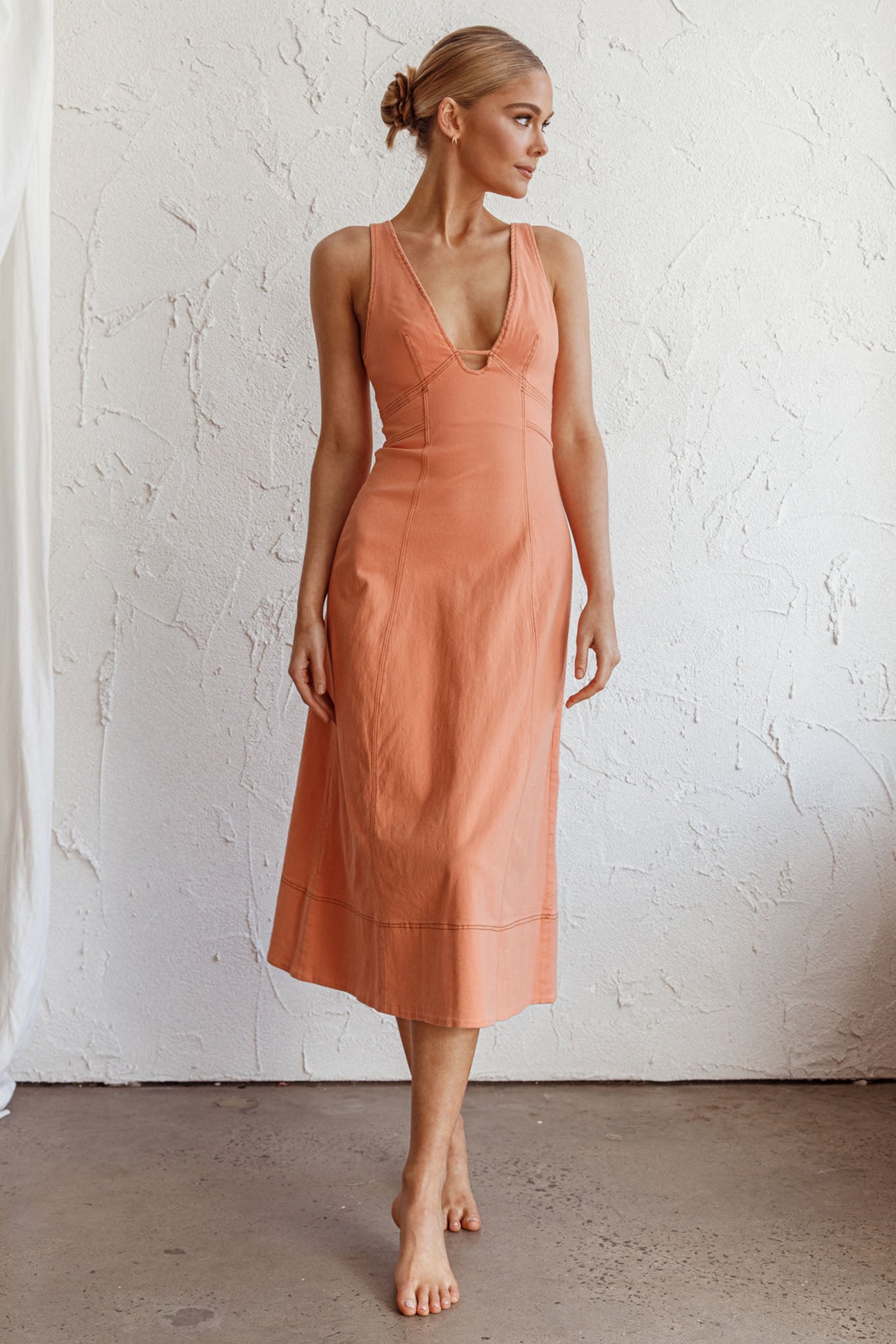 Elias Decorative Stitch Midi Dress Mango-Maymioy