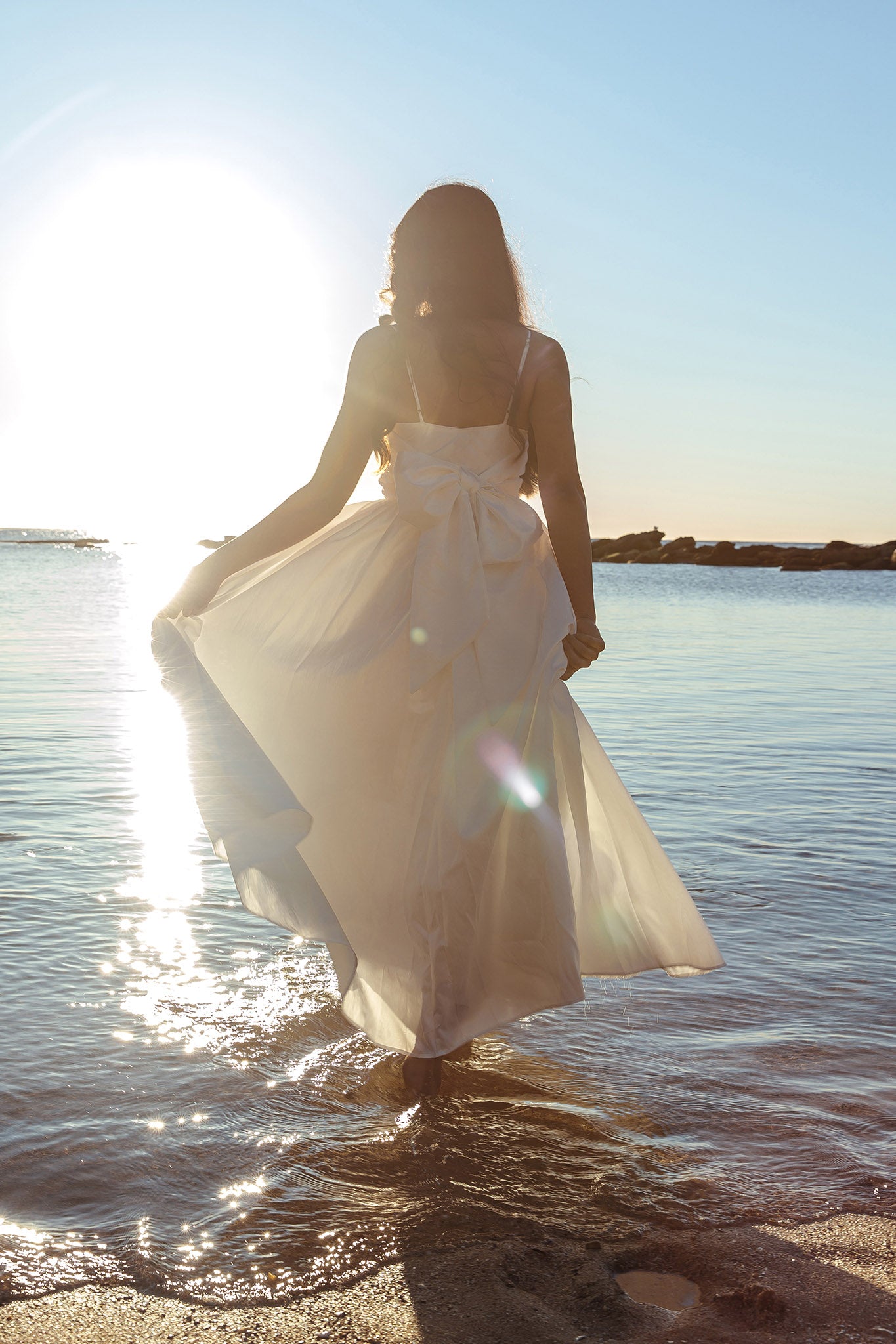 Love Songs Back Bow Maxi Dress White-Maymioy