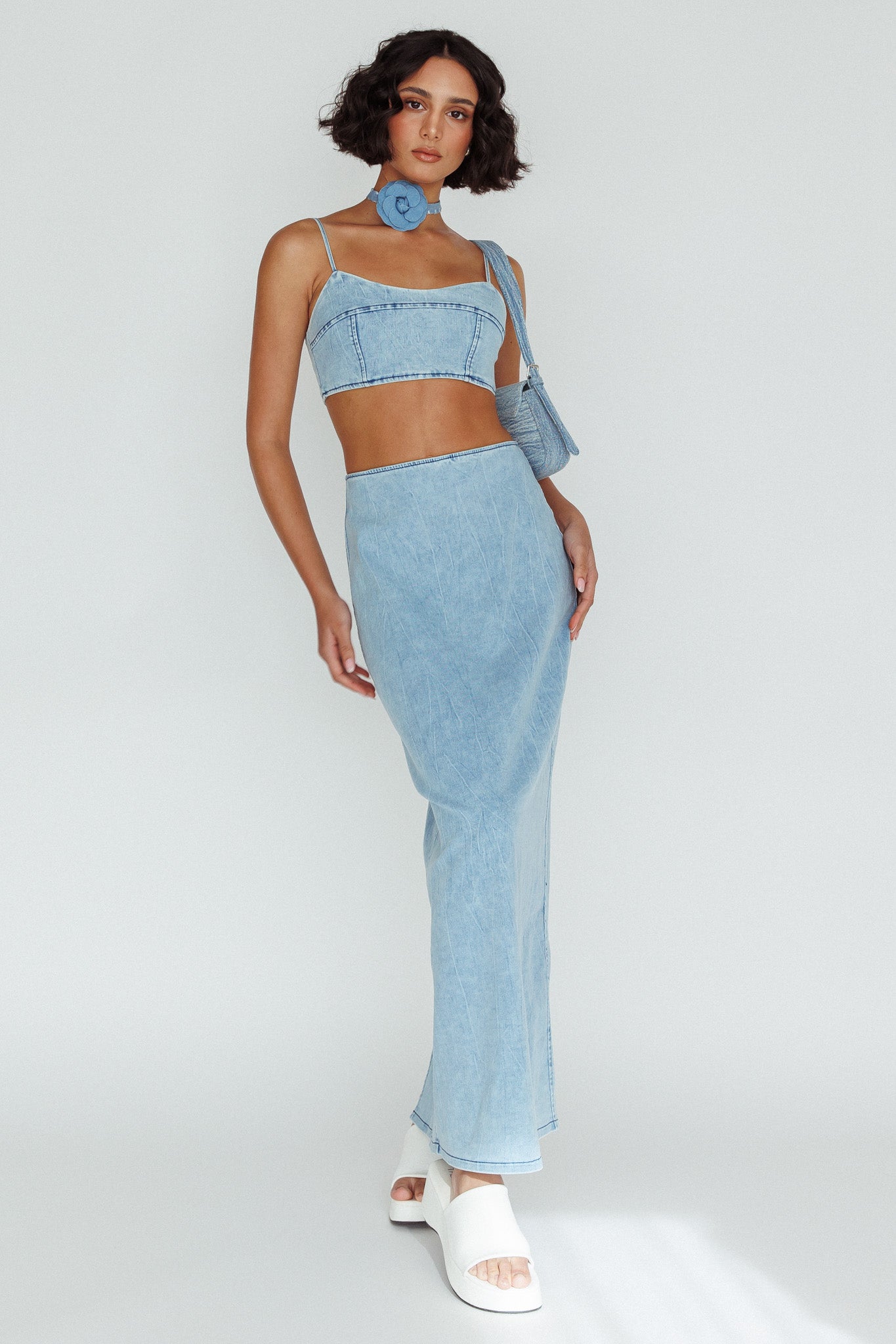 The Moment Maxi Skirt Denim-Maymioy