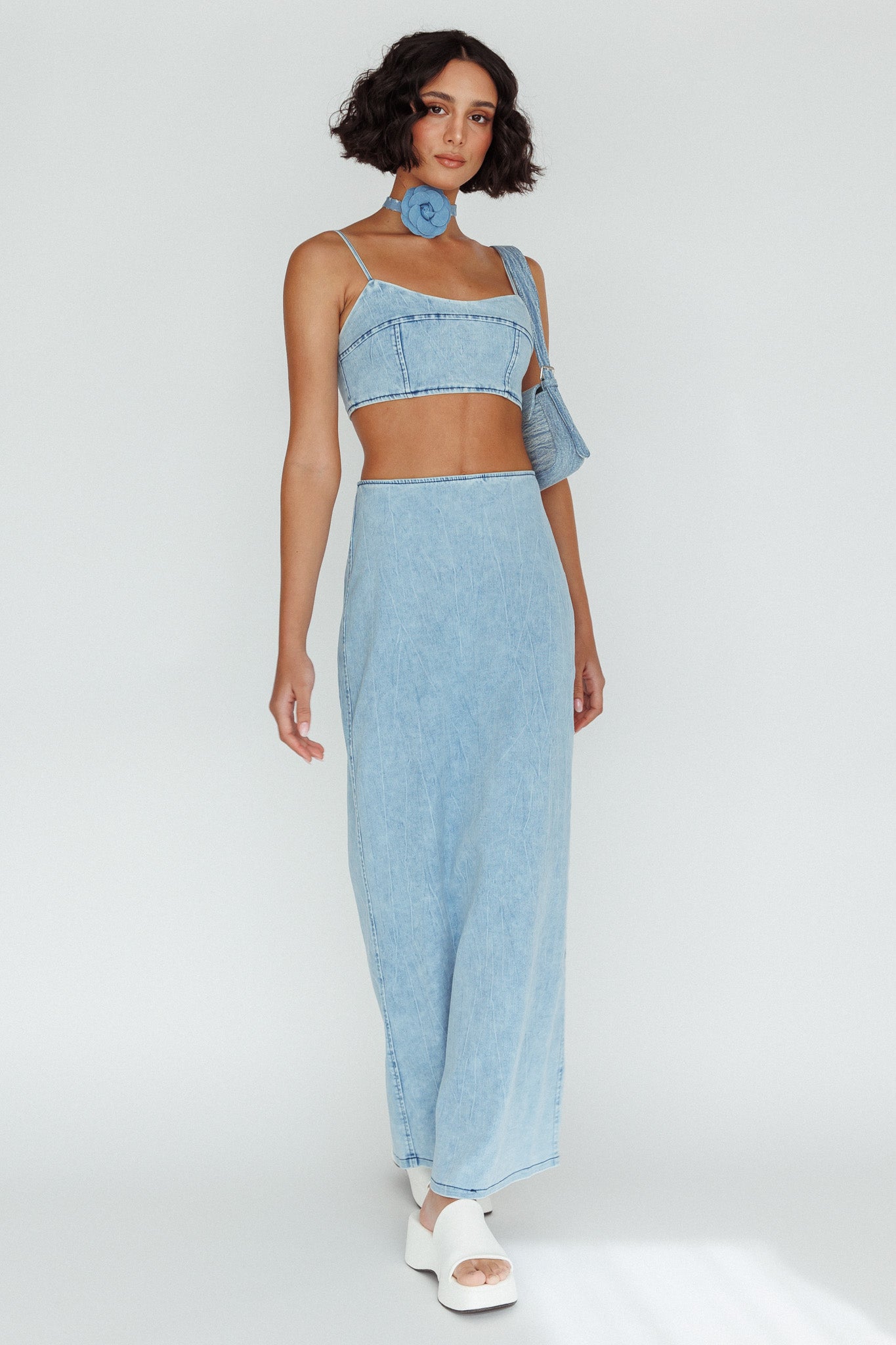 The Moment Maxi Skirt Denim-Maymioy
