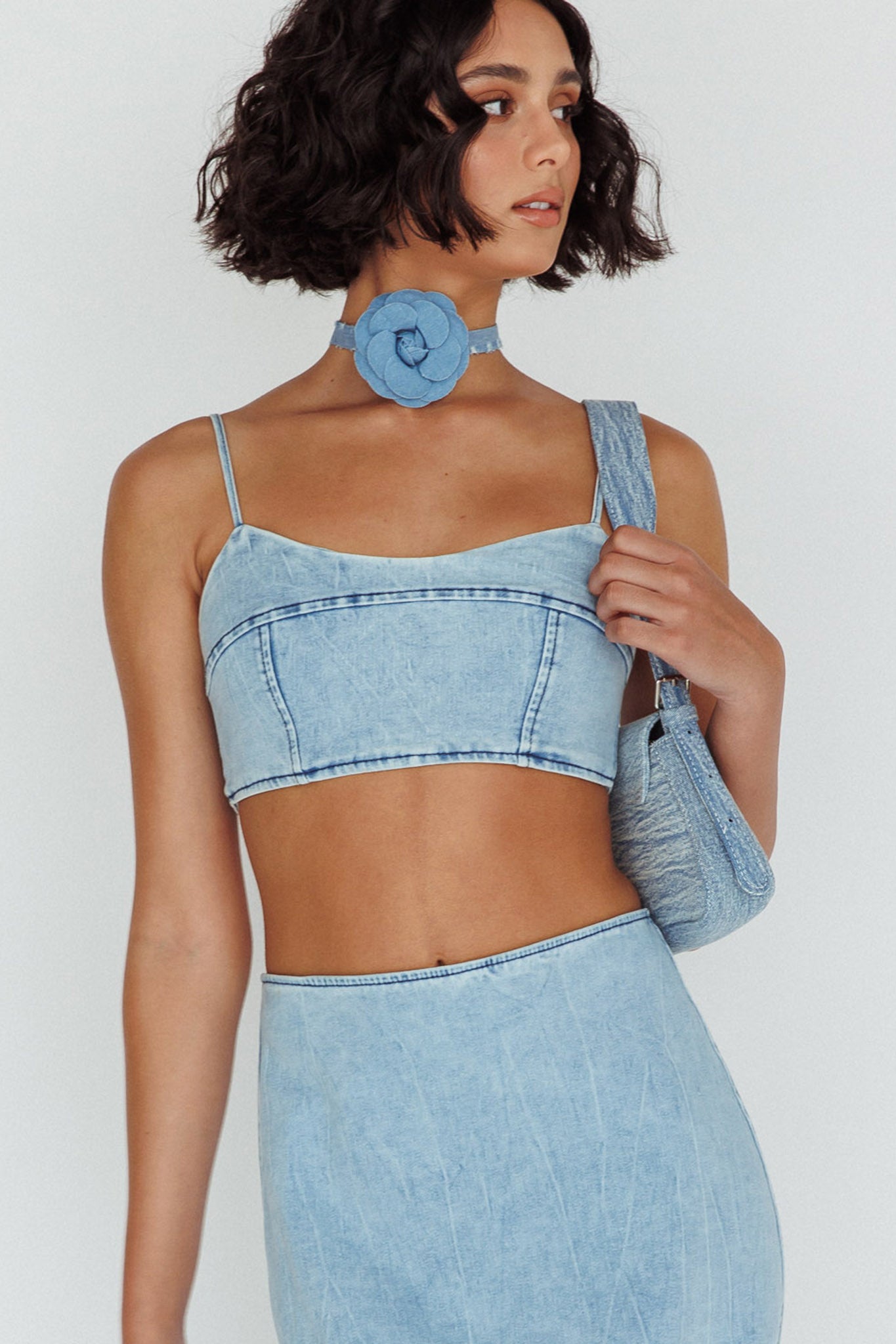 The Moment Cami Strap Crop Top Denim-Maymioy