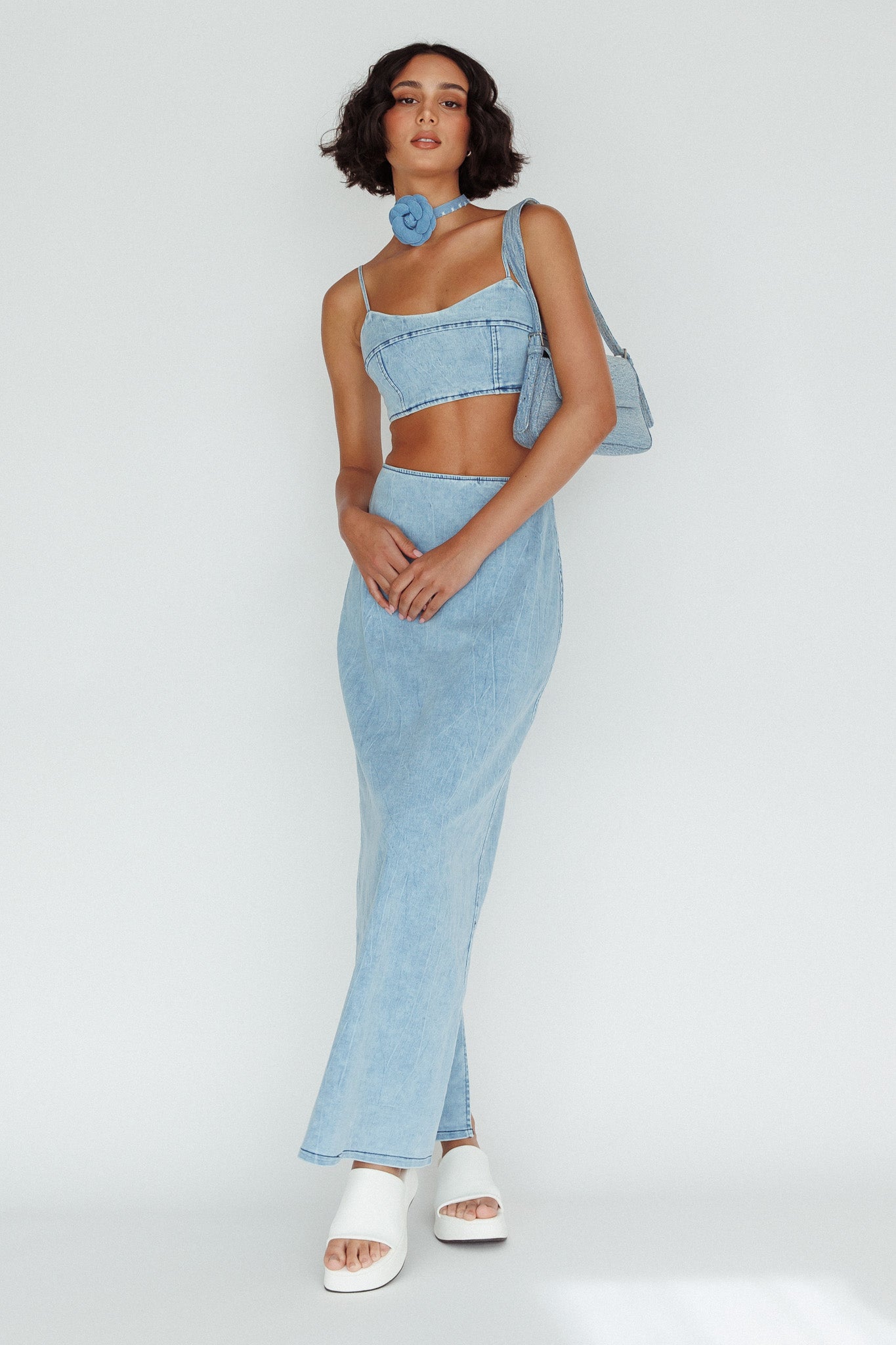 The Moment Maxi Skirt Denim-Maymioy