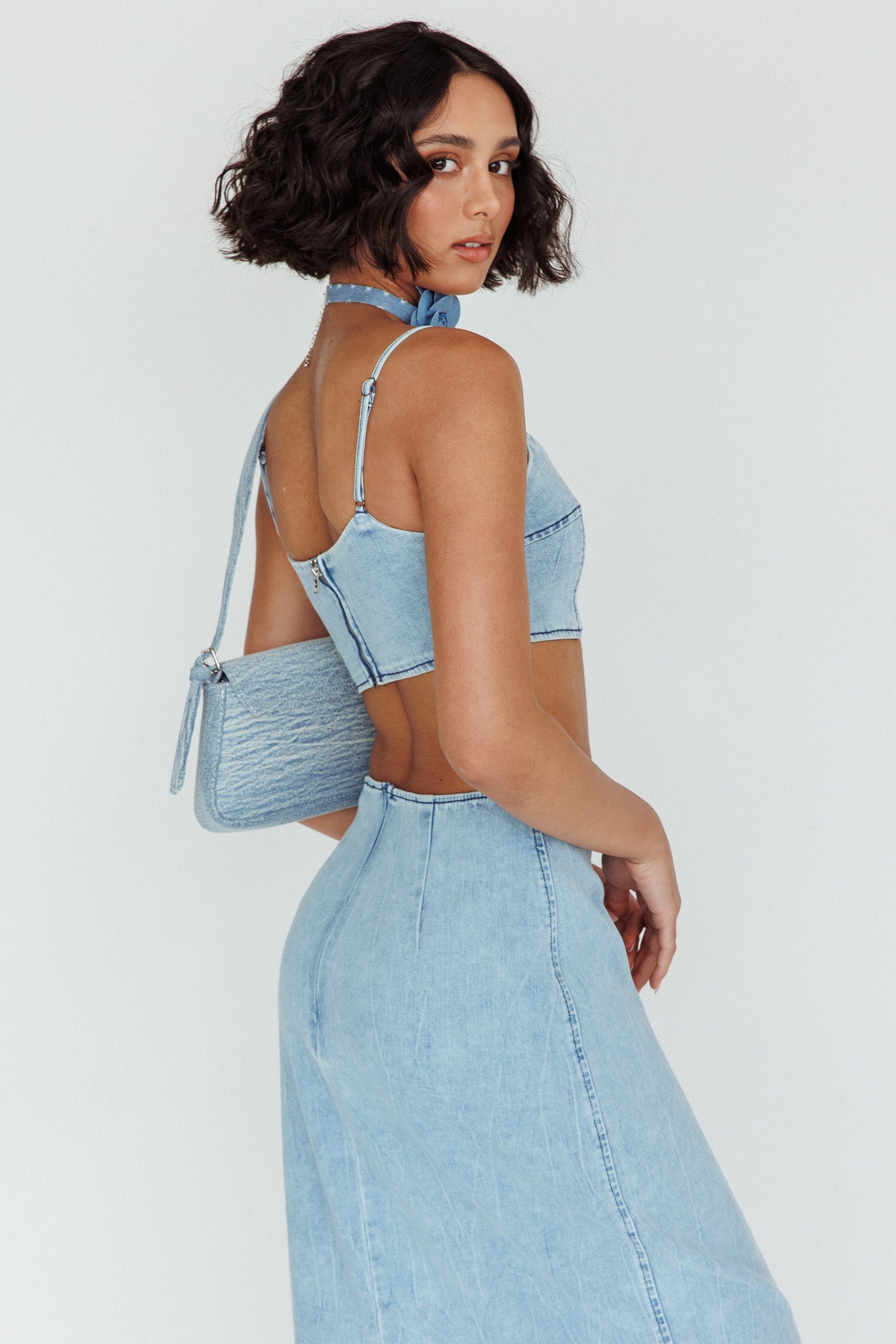 The Moment Cami Strap Crop Top Denim-Maymioy
