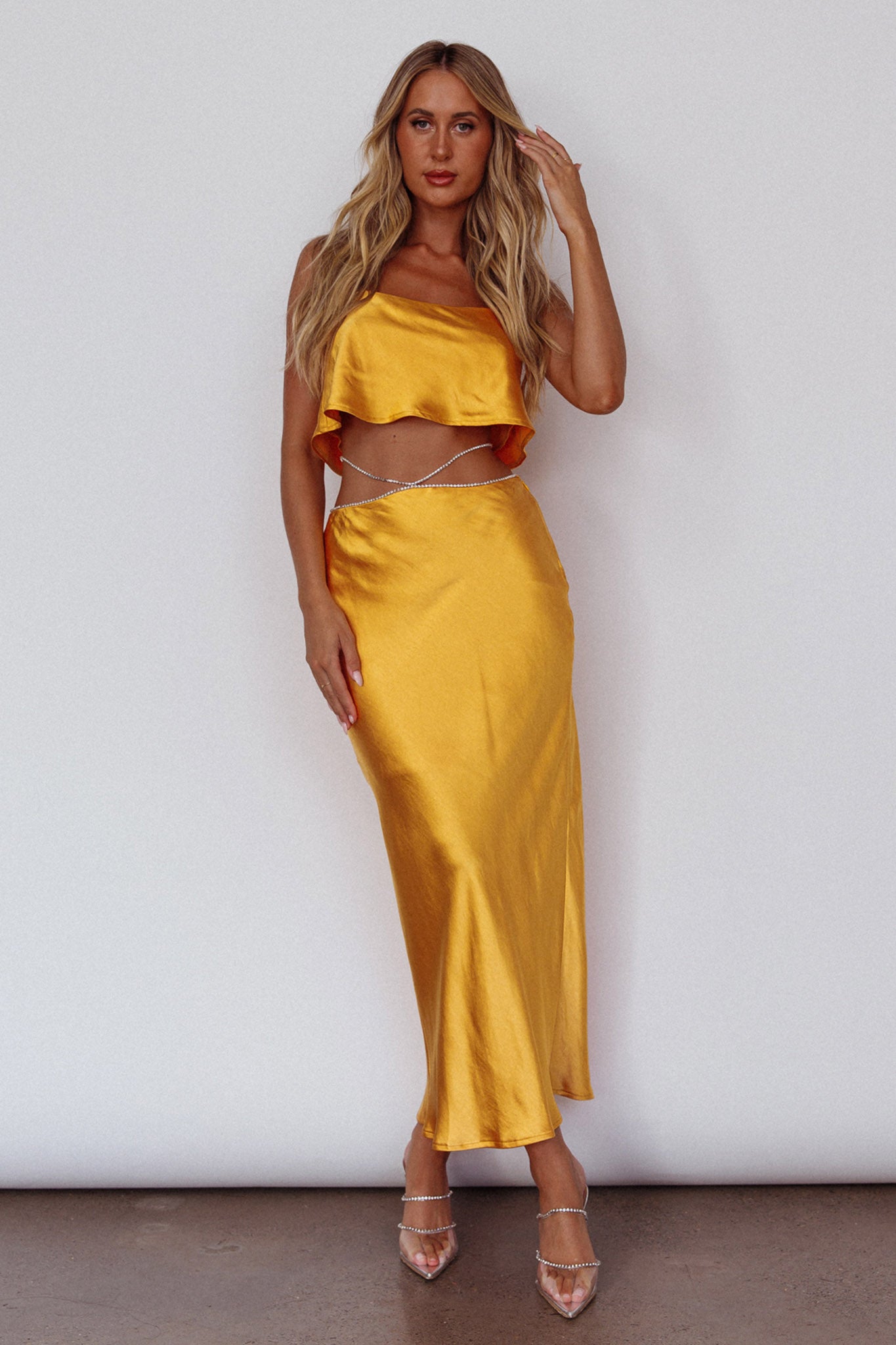 Tahni Diamante Strap Crop Top Mango-Maymioy