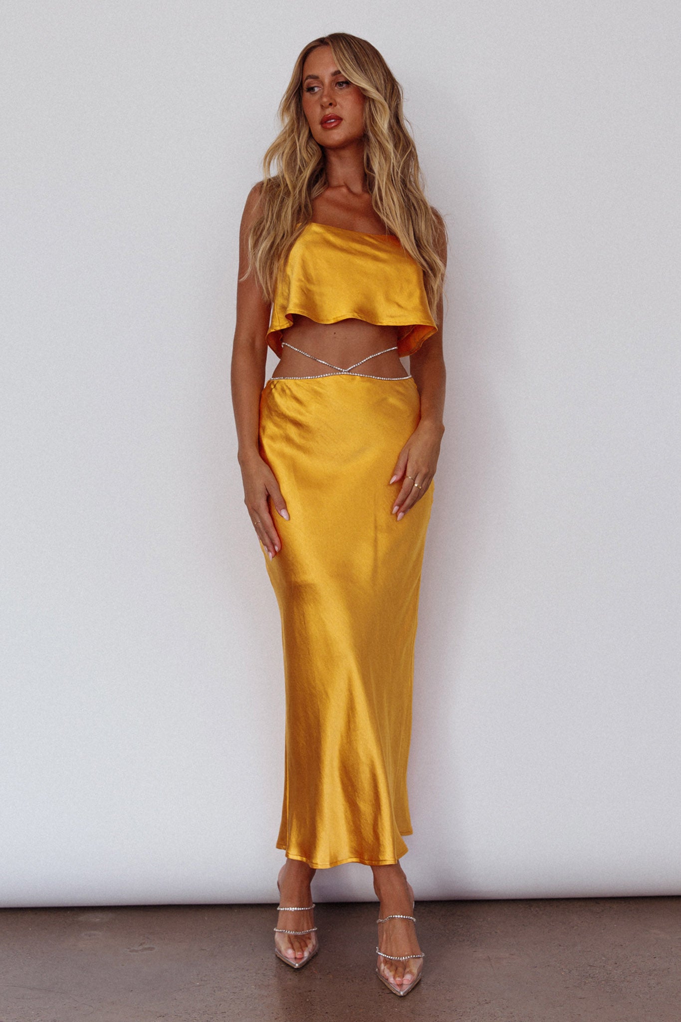 Tahni Diamante Strap Crop Top Mango-Maymioy
