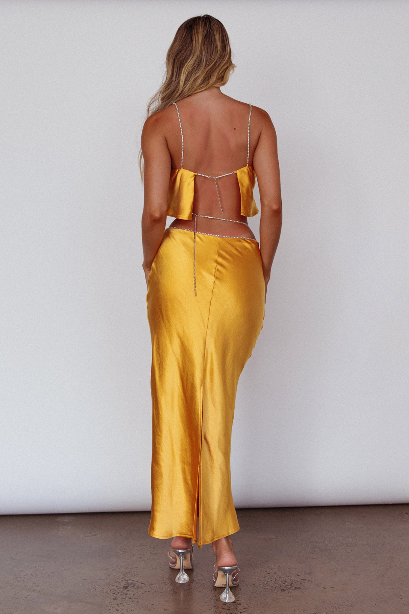 Tahni Diamante Strap Crop Top Mango-Maymioy