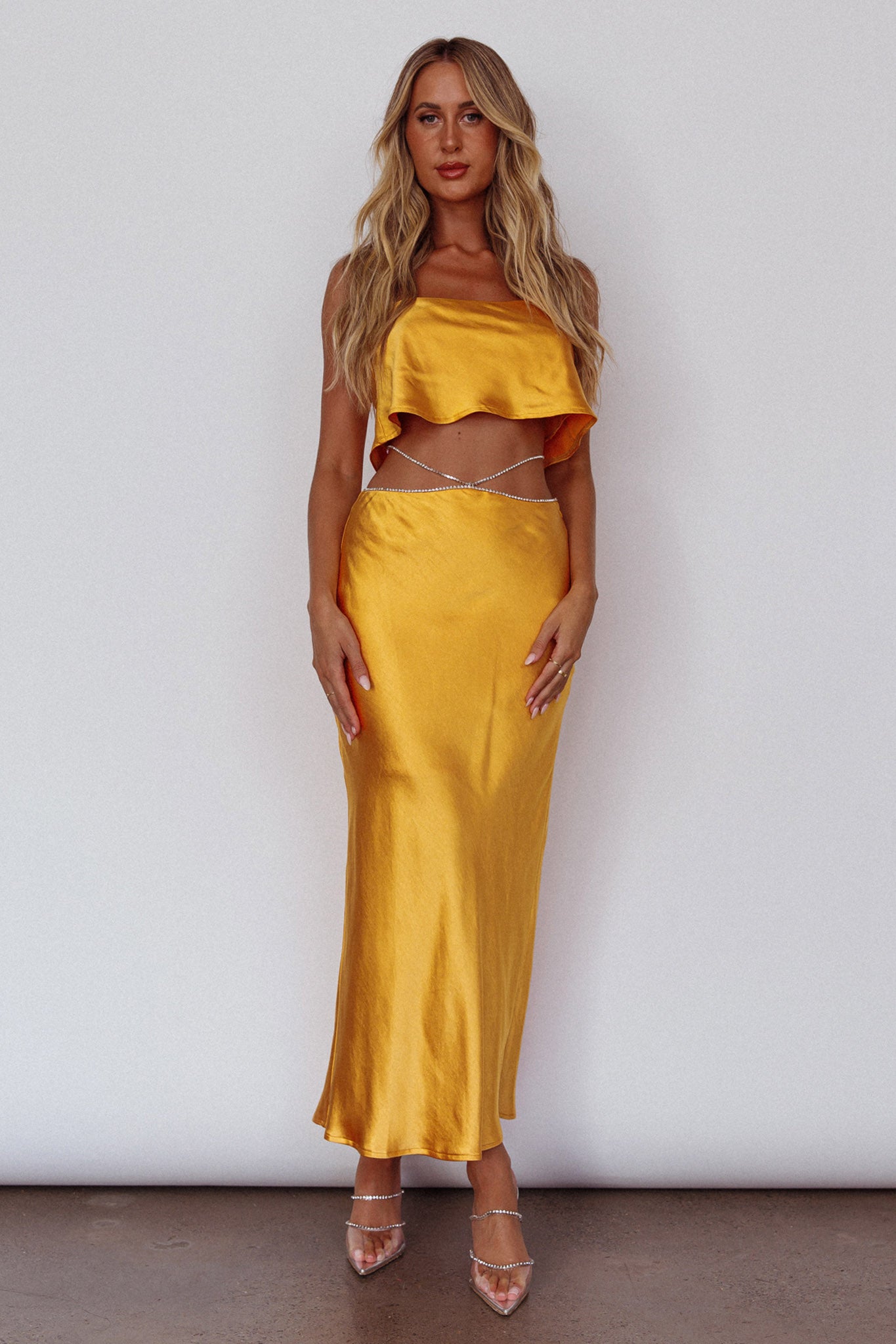 Tahni Diamante Strap Crop Top Mango-Maymioy
