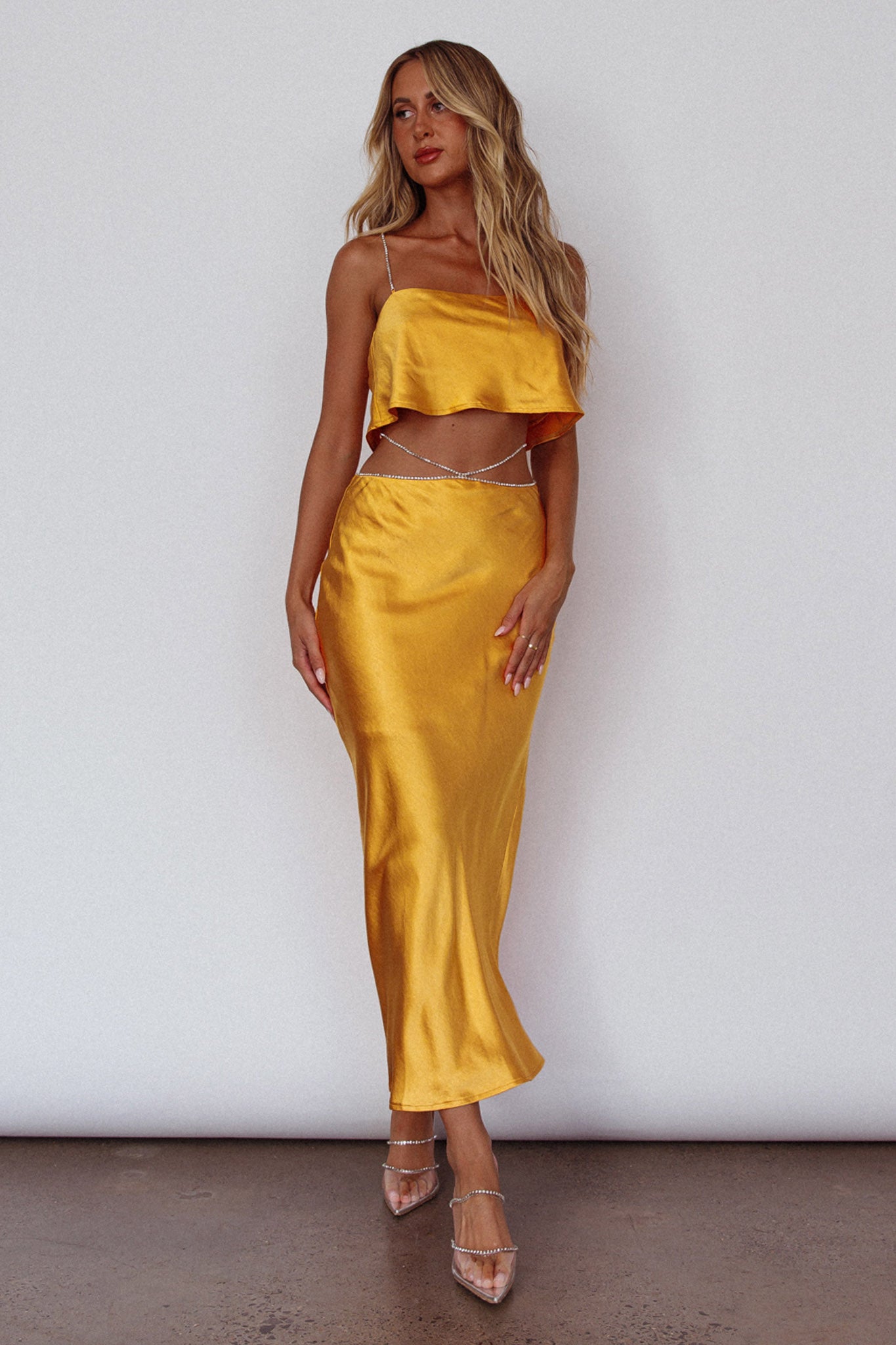 Tahni Diamante Strap Crop Top Mango-Maymioy