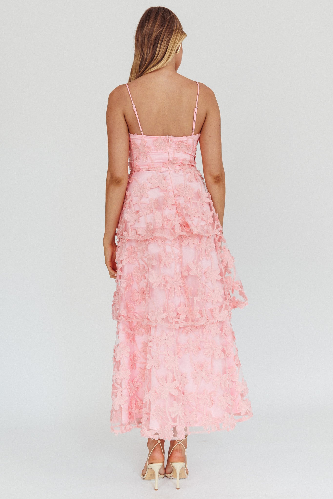 Dori Floral Embellished Maxi Dress Blush-Maymioy