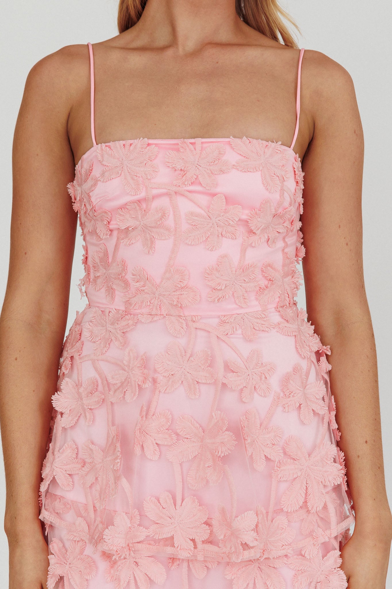Dori Floral Embellished Maxi Dress Blush-Maymioy