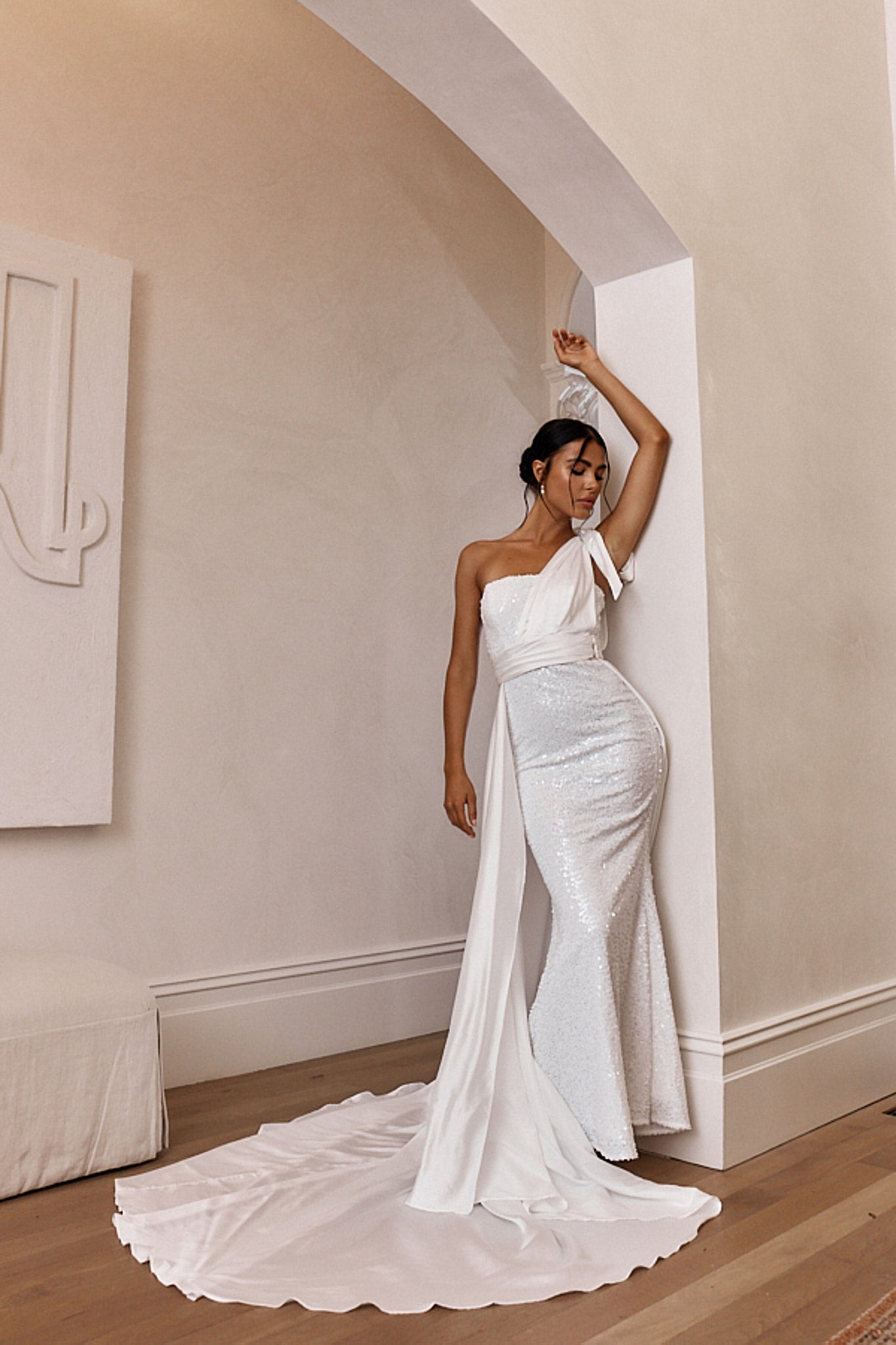 Francene Two Piece Sequin Maxi Dress White-Maymioy