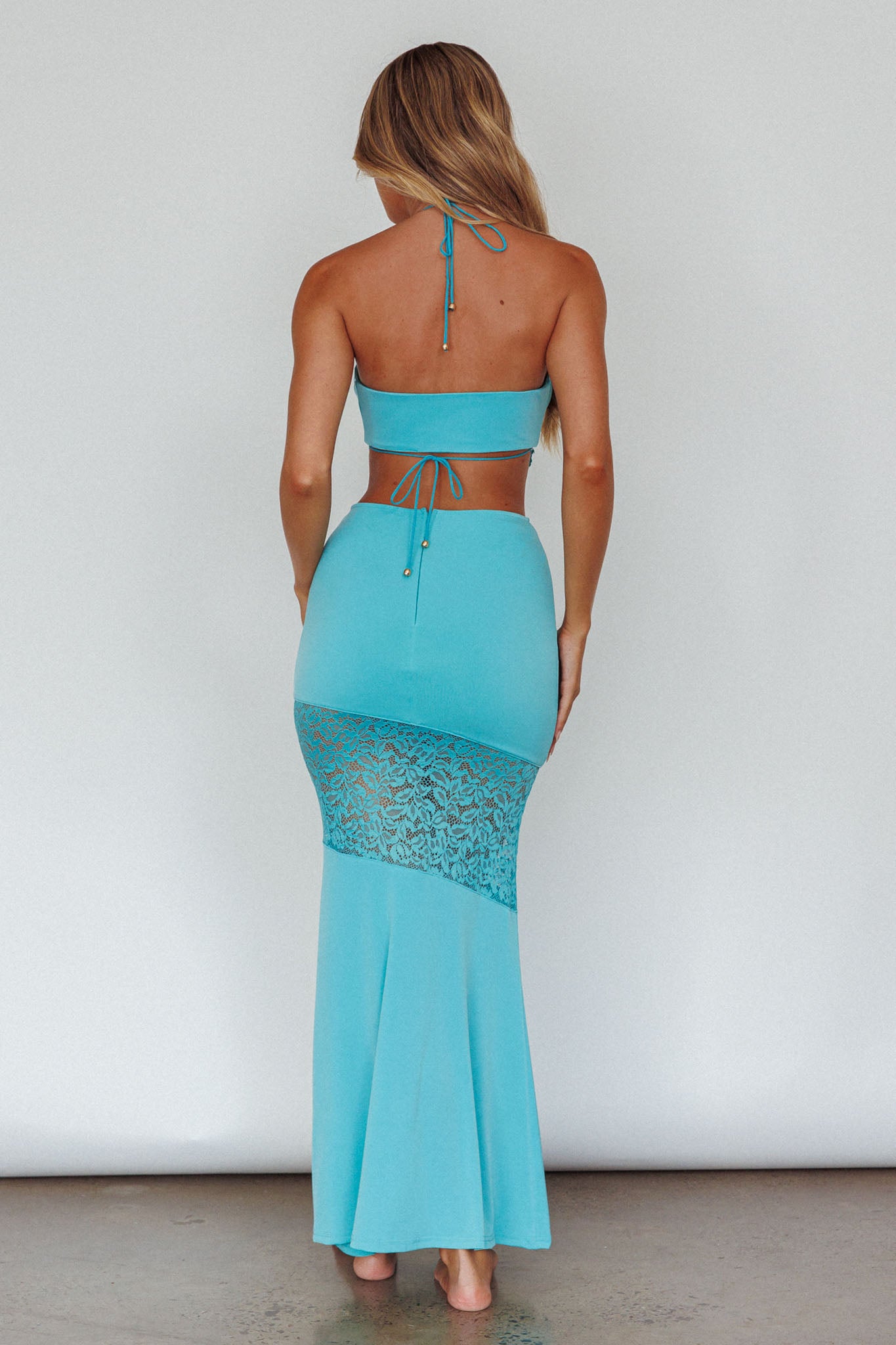 Florida Lace Insert Cut-Out Maxi Dress Blue-Maymioy