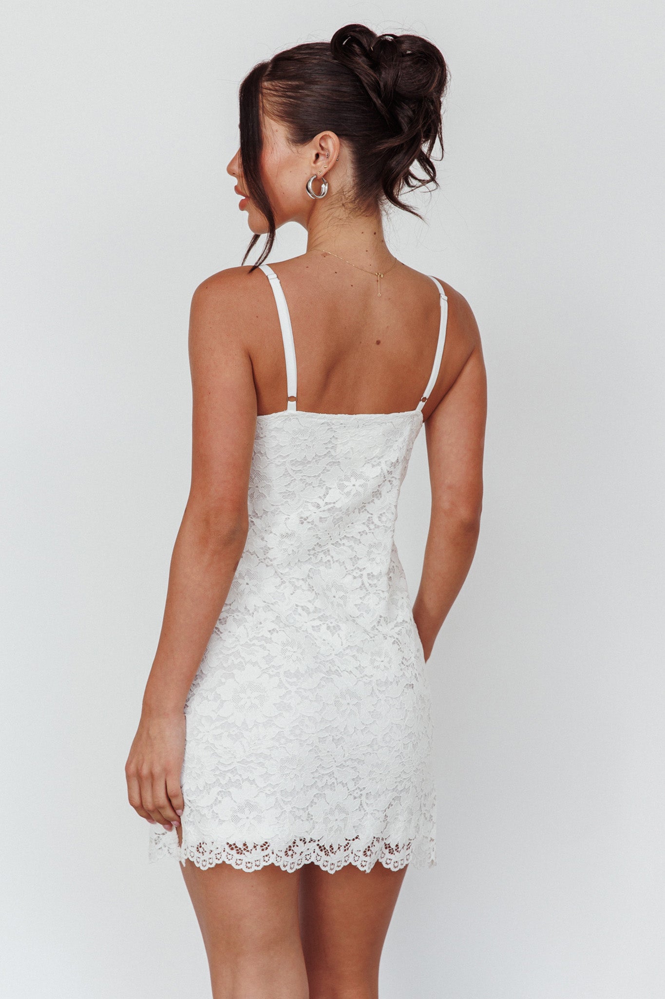 Juniper Moonlight Lace Mini Dress White-Maymioy