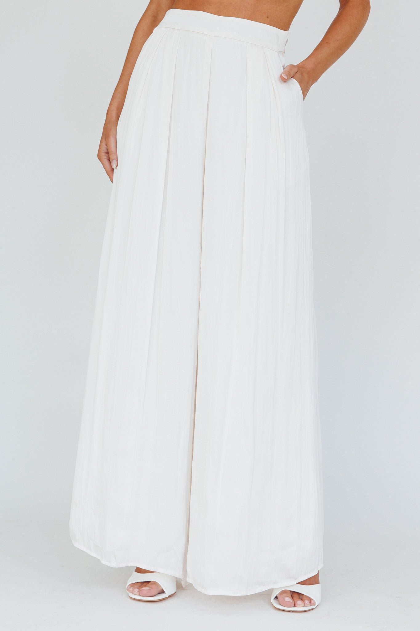 Pollina Wide Leg Pants Cream-Maymioy