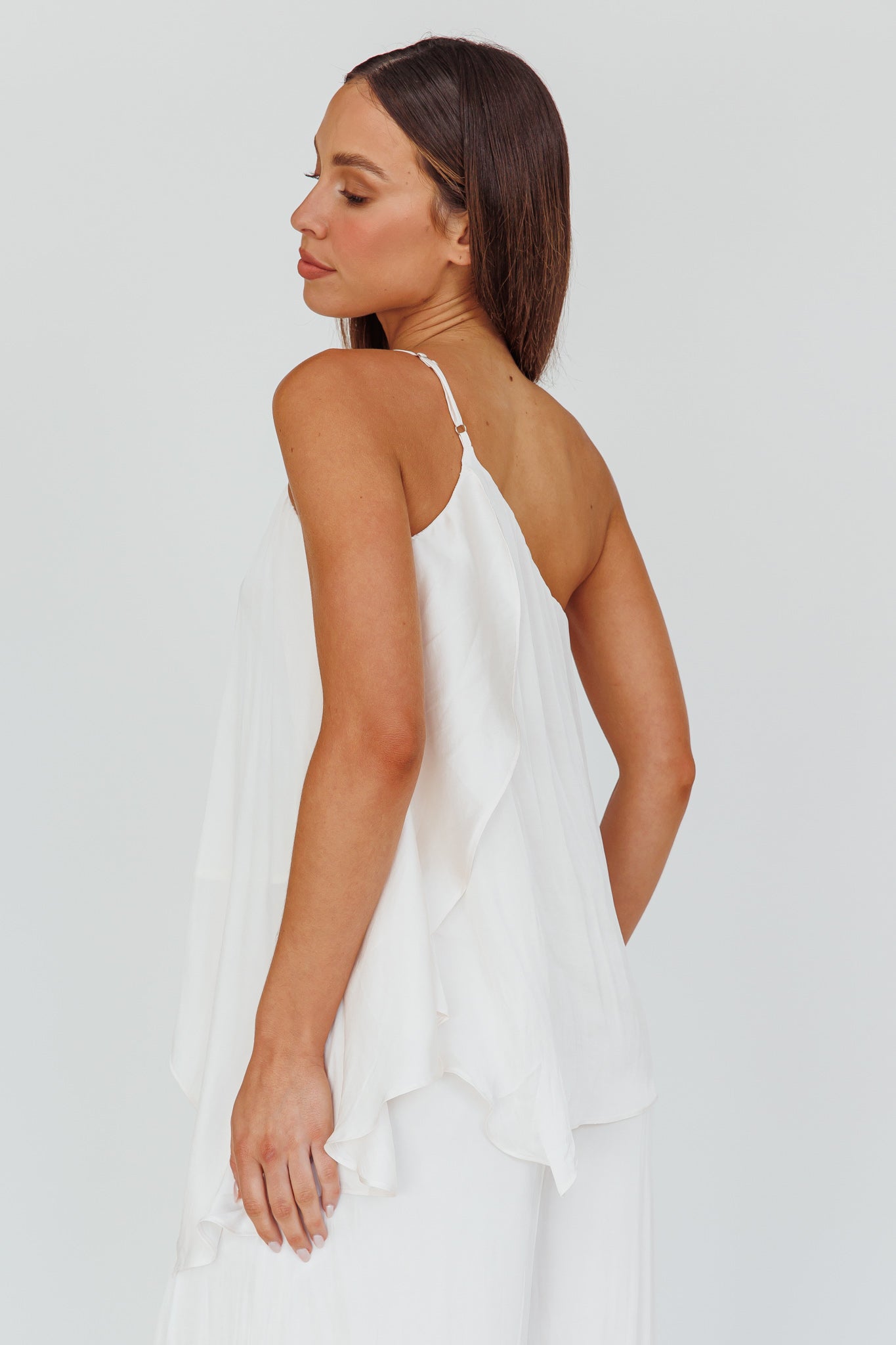 Pollina One Shoulder Top Cream-Maymioy