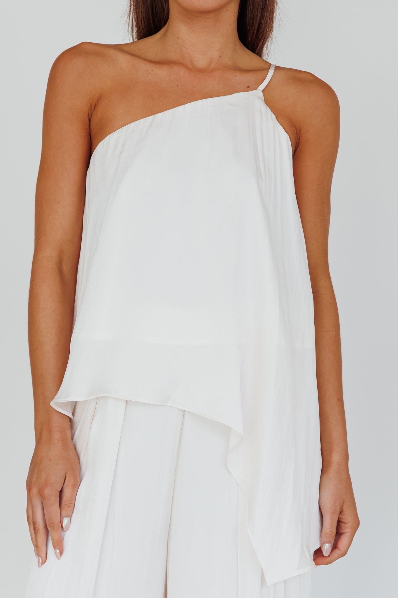 Pollina One Shoulder Top Cream-Maymioy