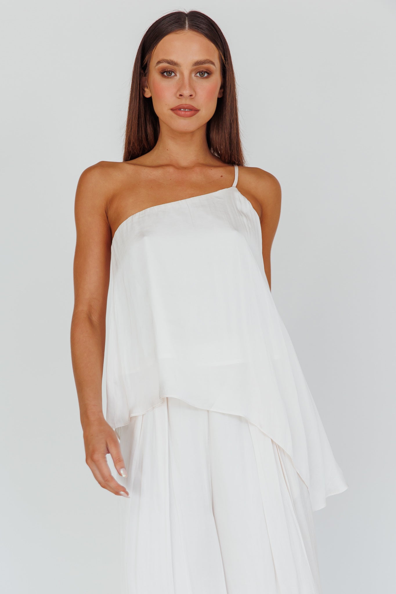 Pollina One Shoulder Top Cream-Maymioy