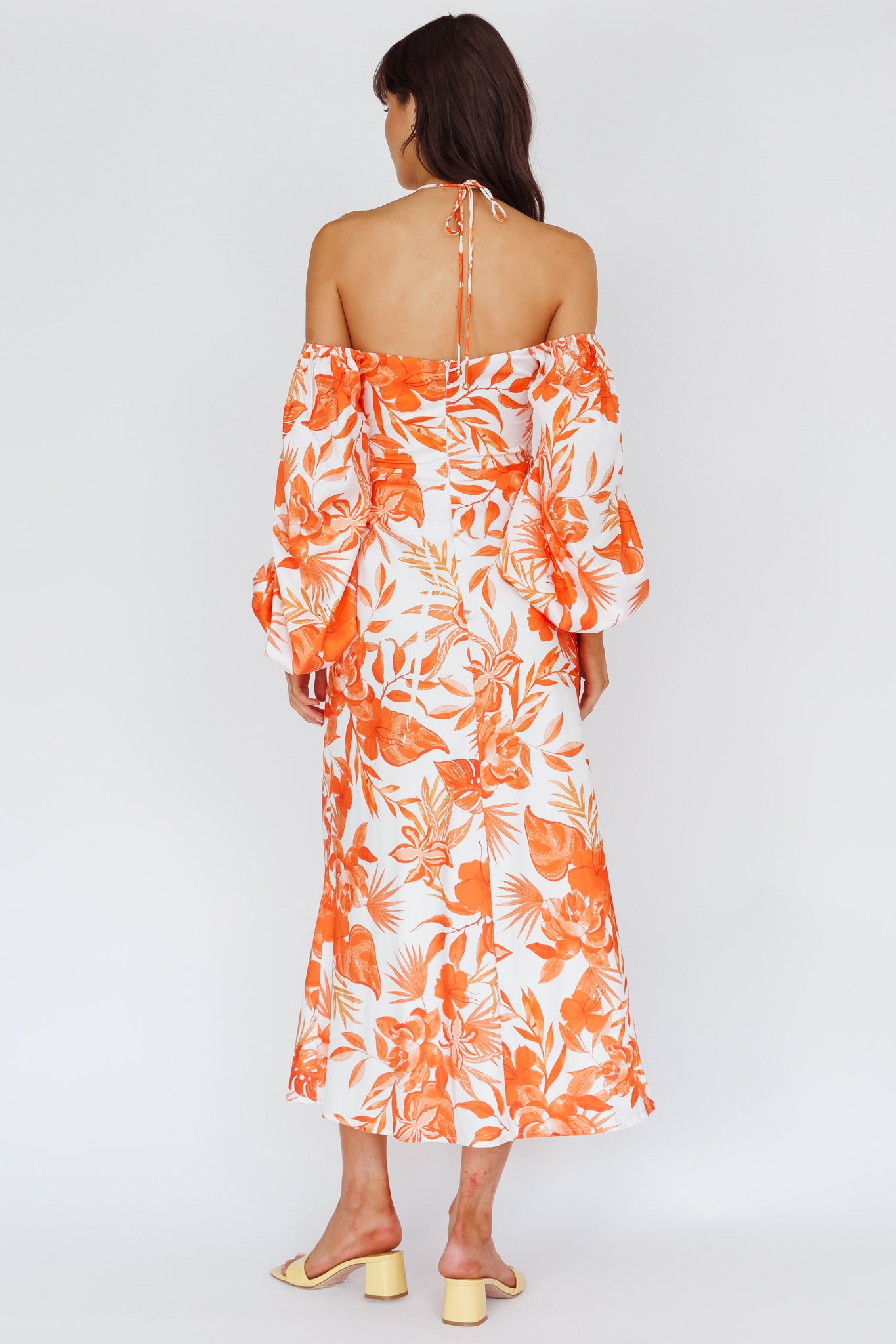 Nyree Long Sleeve Maxi Dress Tropical Orange-Maymioy